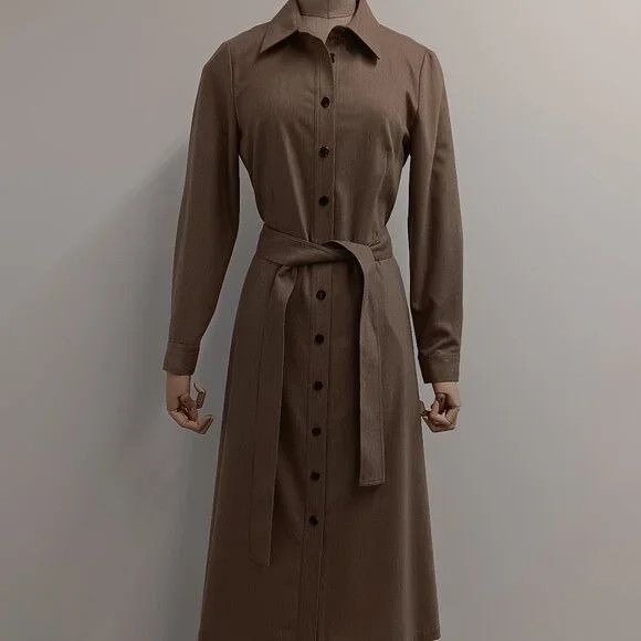 Lafayette 148 LAFAYETTE 148 Camel Merlange Flannel Shirt Dress - Size 4 Size S / US 4 / IT 40 - 1 Thumbnail