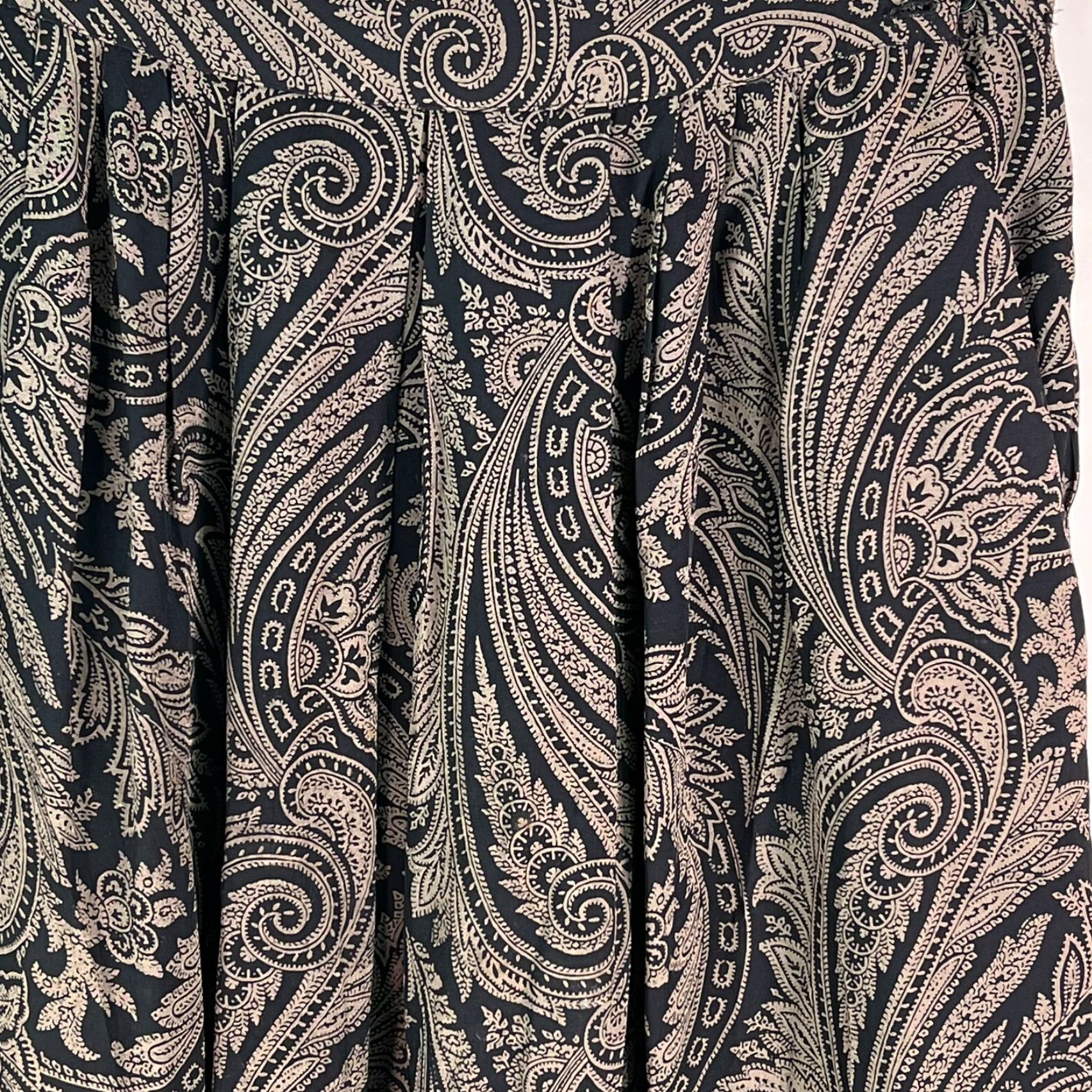 Vintage Peters & Ashley Womens Pleated Front Paisley Print Black A-Line Skirt Size 16 Size 38" / US 16 / IT 52 - 3 Thumbnail