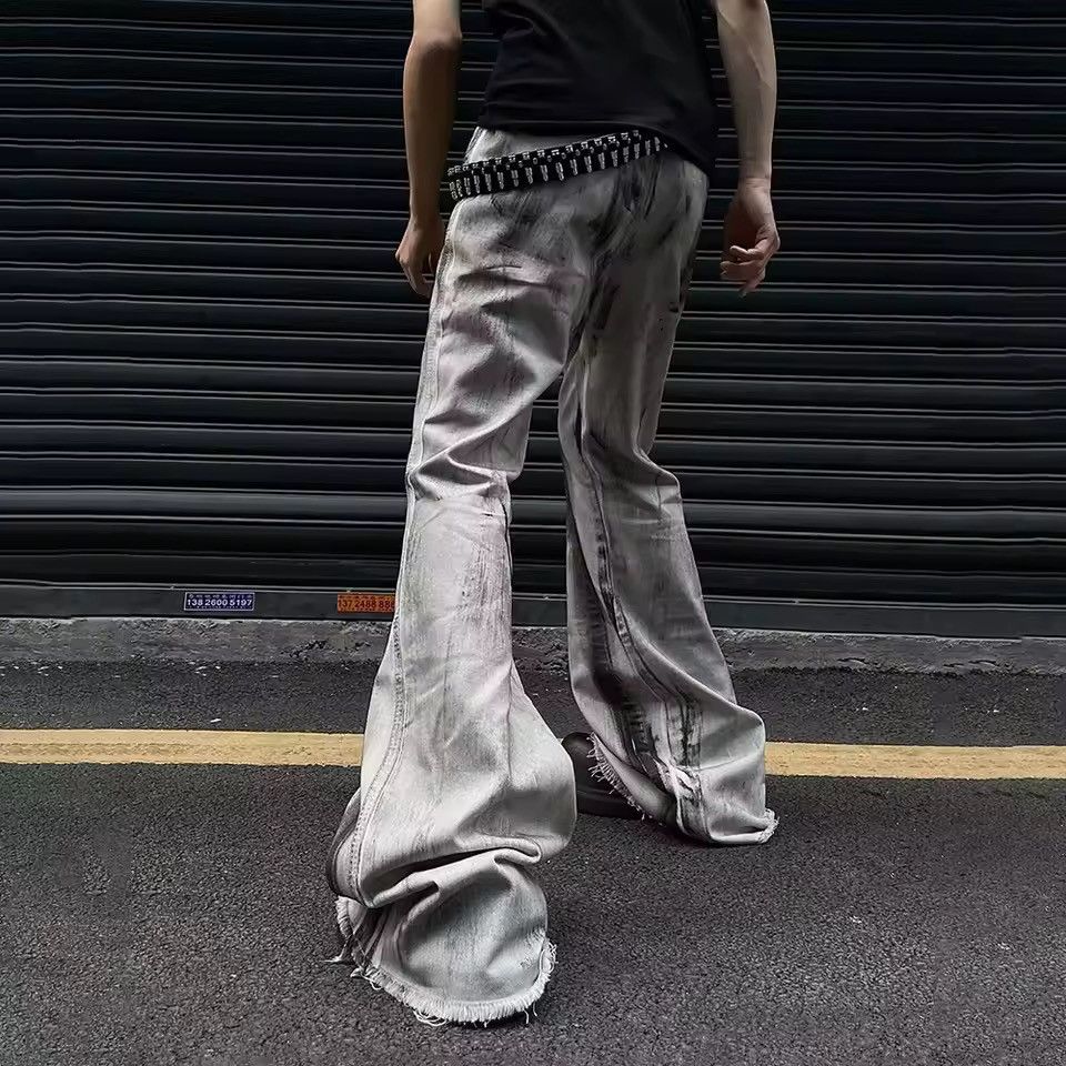Jean Y2k Washed Gradient Hombre Loose Flared Jeans Trousers Size US 34 / EU 50 - 3 Thumbnail