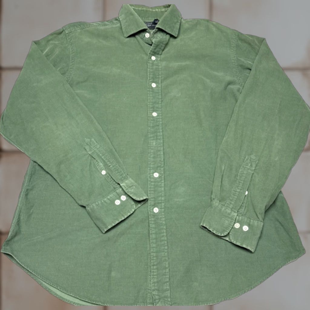Polo Ralph Lauren Shirt Mens L Regent Classic Fit Corduroy Button Up Green