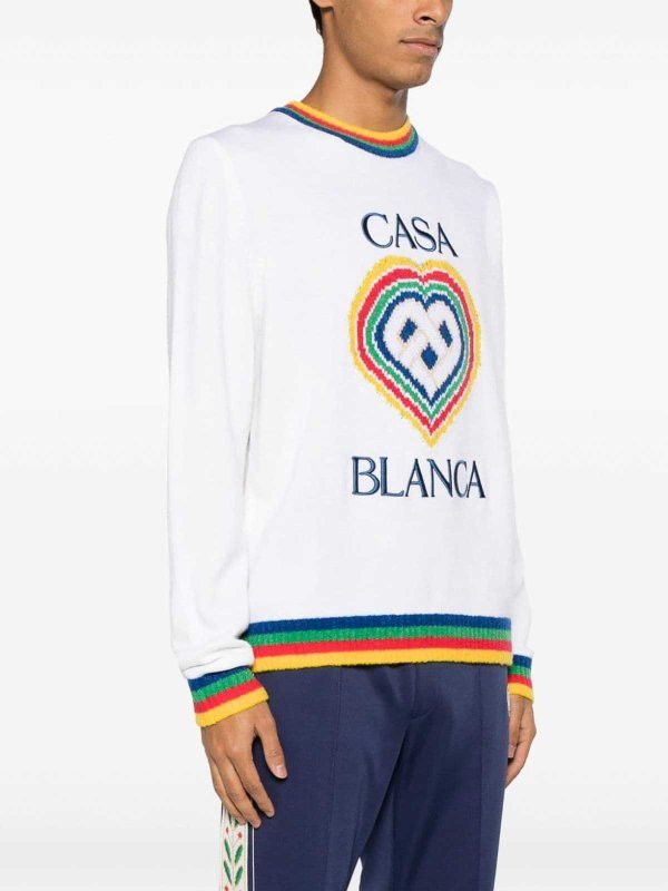 Casablanca o1mle0326 Heart Boucle Brand Jumper Sweater in White Size US XXL / EU 58 / 5 - 3 Thumbnail