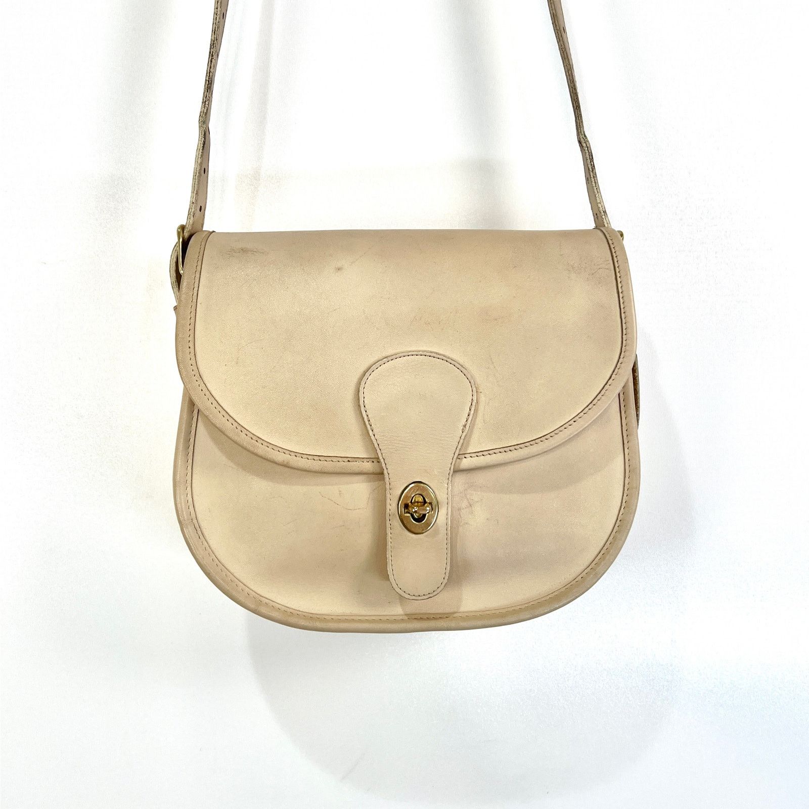 Coach × Vintage Vintage 80s Coach Saddlery Bag Bone Leather Crossbody 9535 Size ONE SIZE - 1 Thumbnail