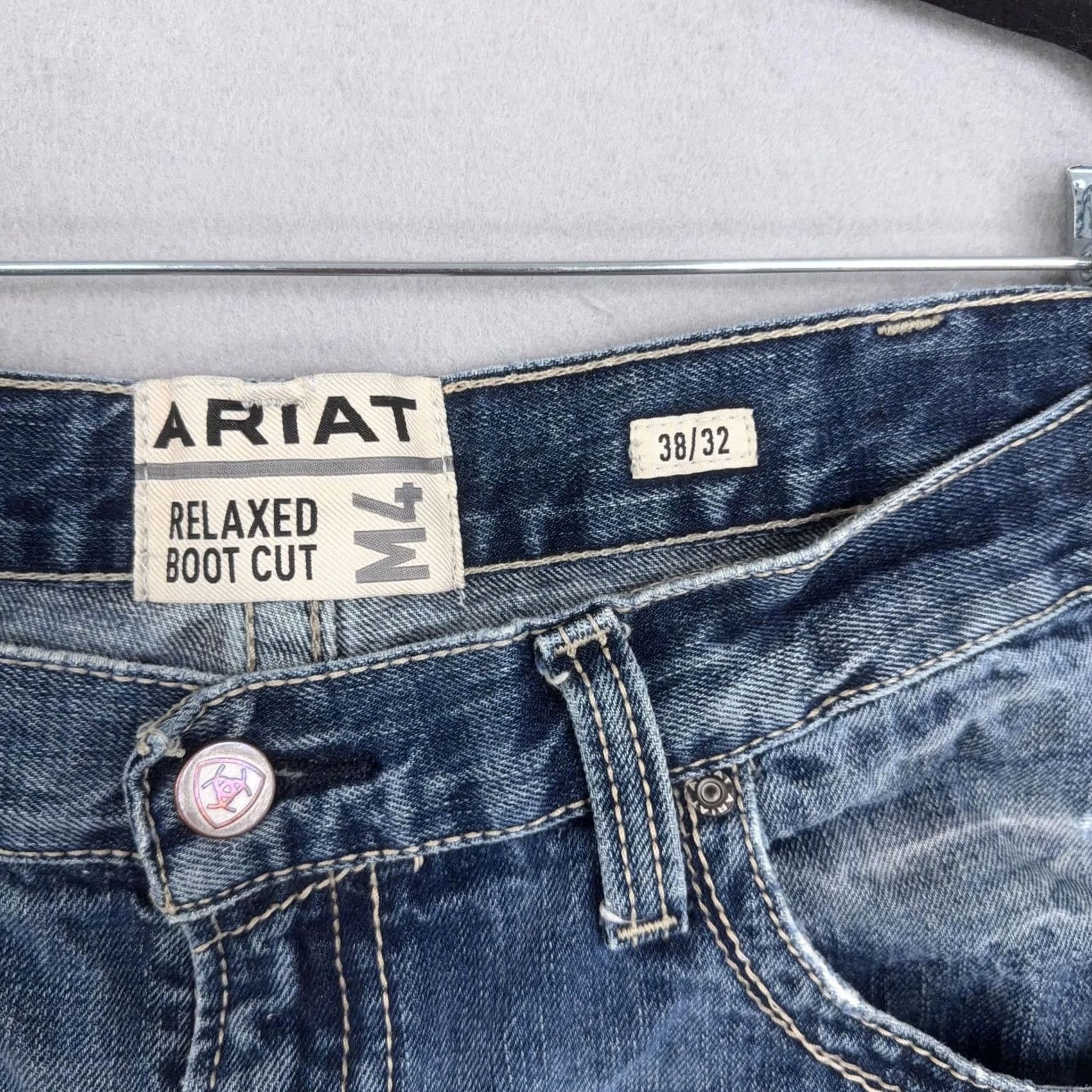 Ariat Ariat Shorts Mens 38 Blue M4 Relaxed Cutoff Distressed Jorts Patched Hem Size US 38 / EU 54 - 4 Thumbnail