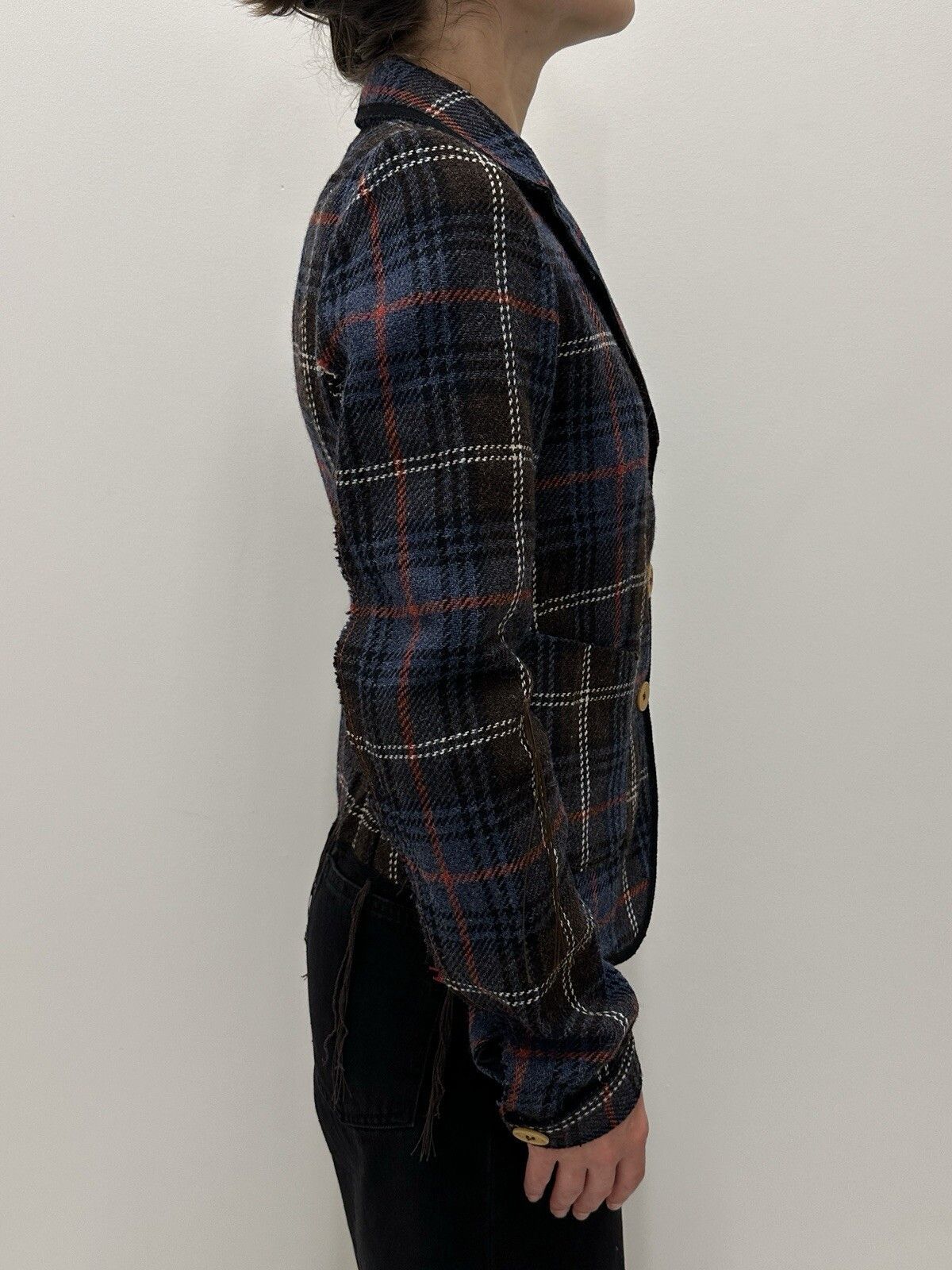 Marithe + Francois Girbaud Marithe Francois Girbaud Women's Tweed Plaid Blazer Jacket Size S / US 4 / IT 40 - 7 Thumbnail