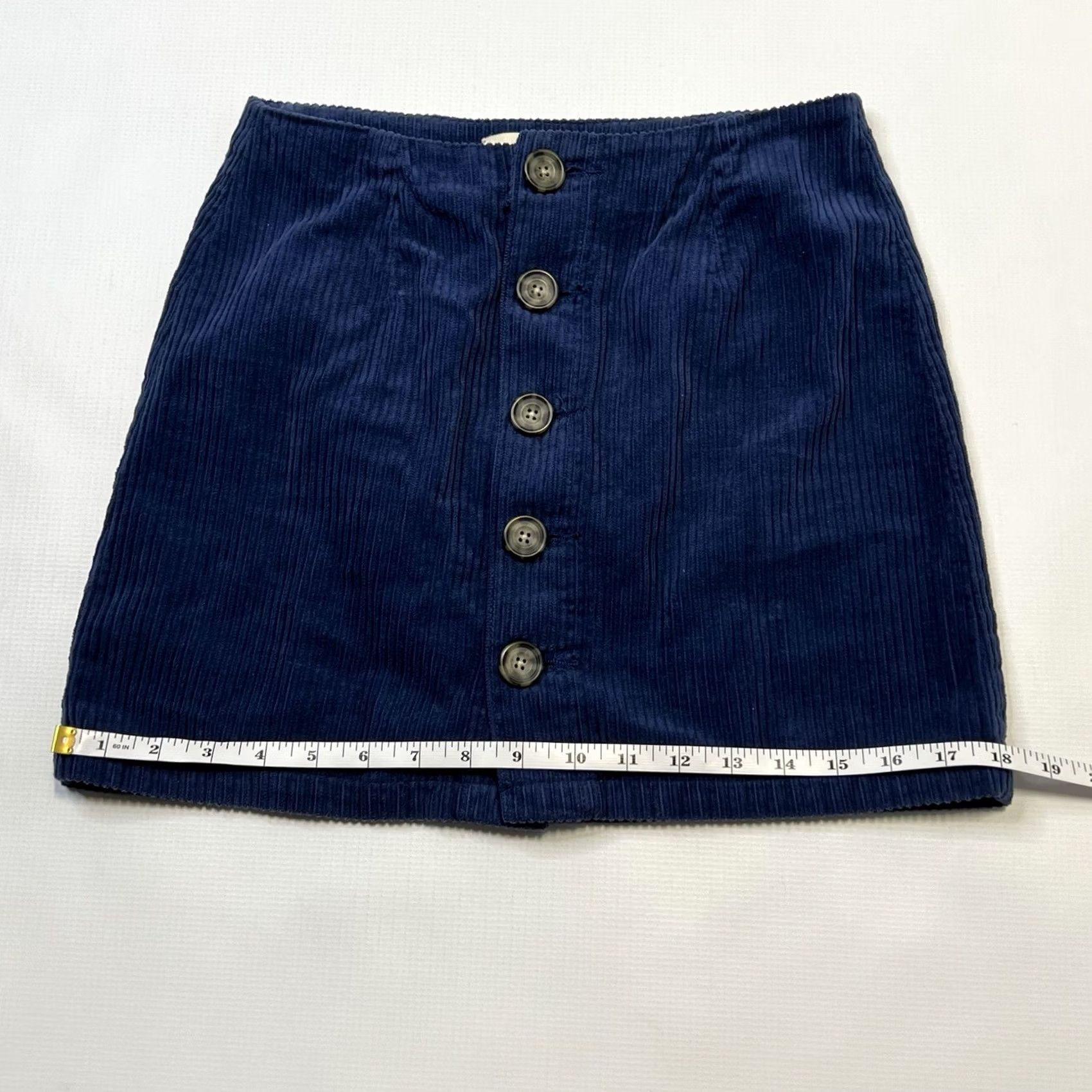 Pacsun Pacsun Corduroy Mini Skirt Women’s 24 Navy Blue Button Front Y2K Streetwear (Juniors) Womens Size 42" / US 20 - 3 Thumbnail