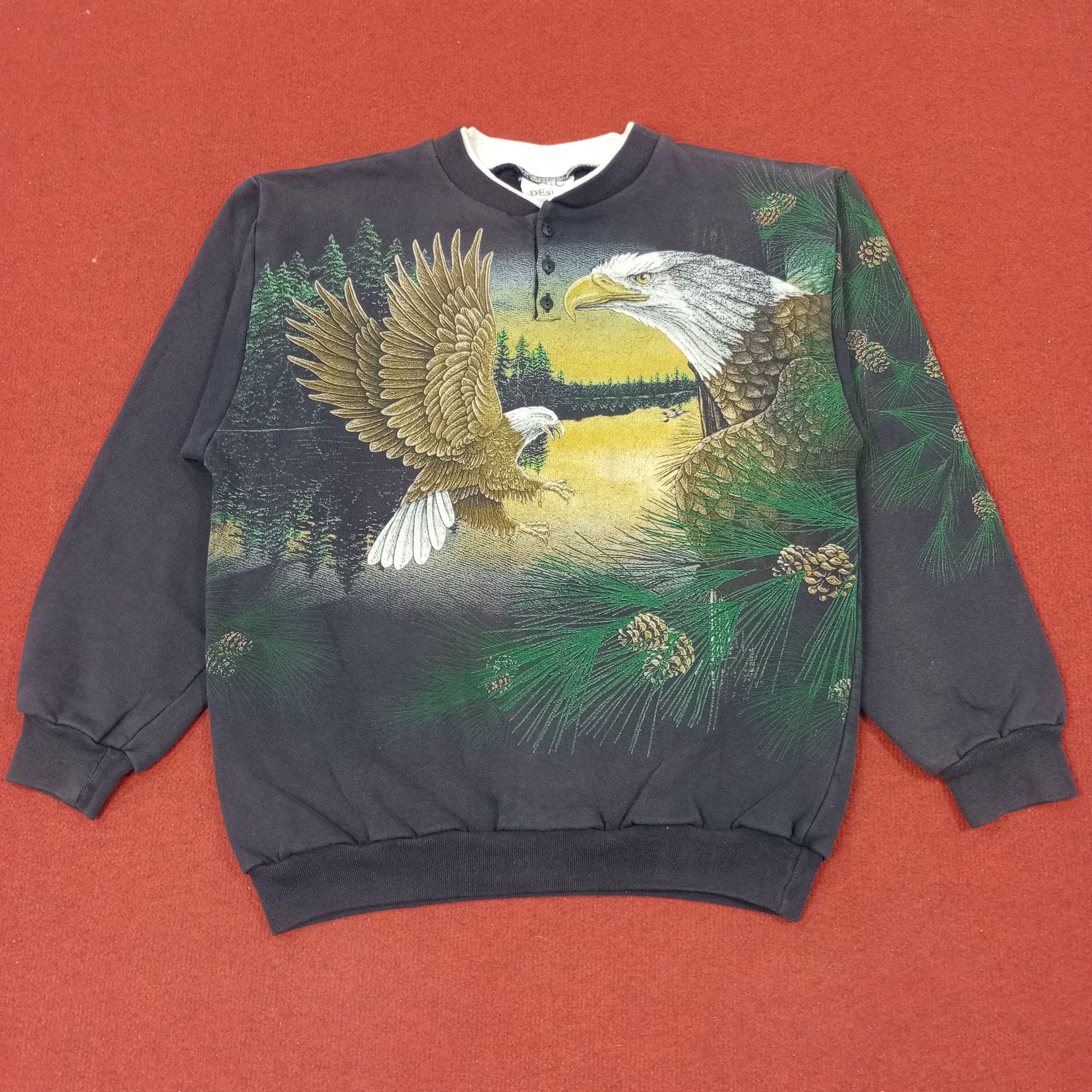 Vintage Eagles Habitat Art Design Style Vintage Sweatshirt c216n15 Size US M / EU 48-50 / 2 - 1 Thumbnail