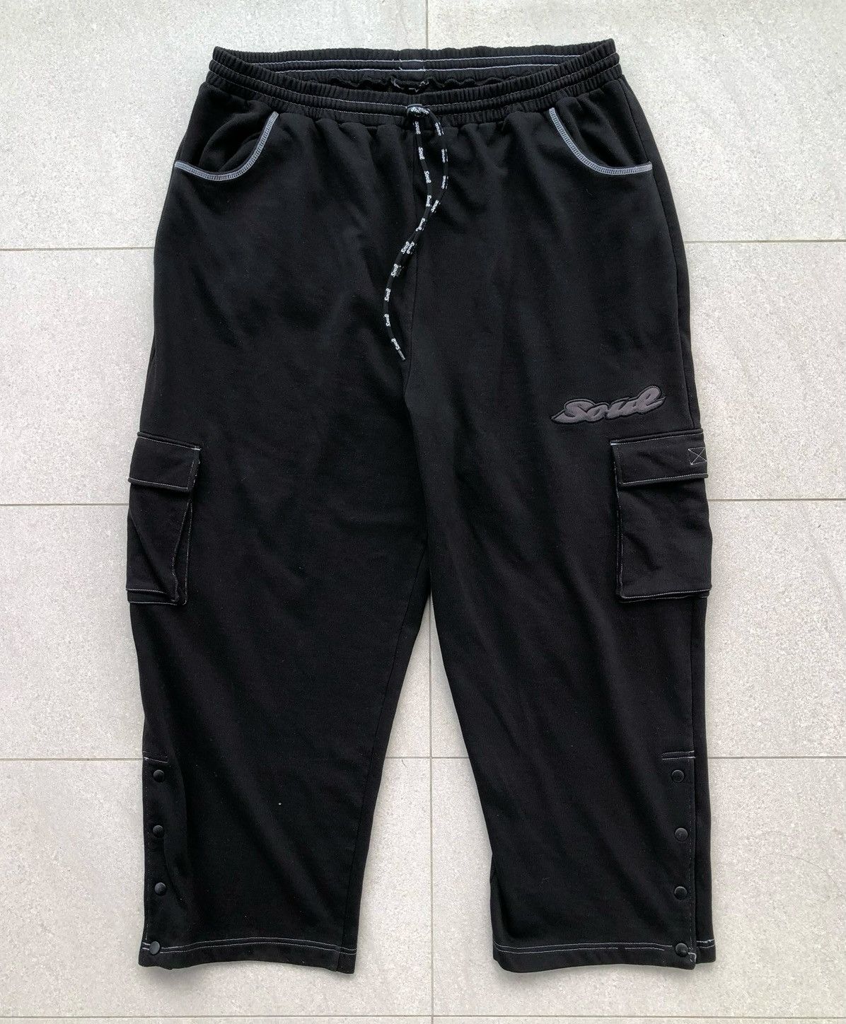 Triple 5 Soul SOUL Black Baggy Cargo Sweatpants Size US 36 / EU 52 - 8 Thumbnail