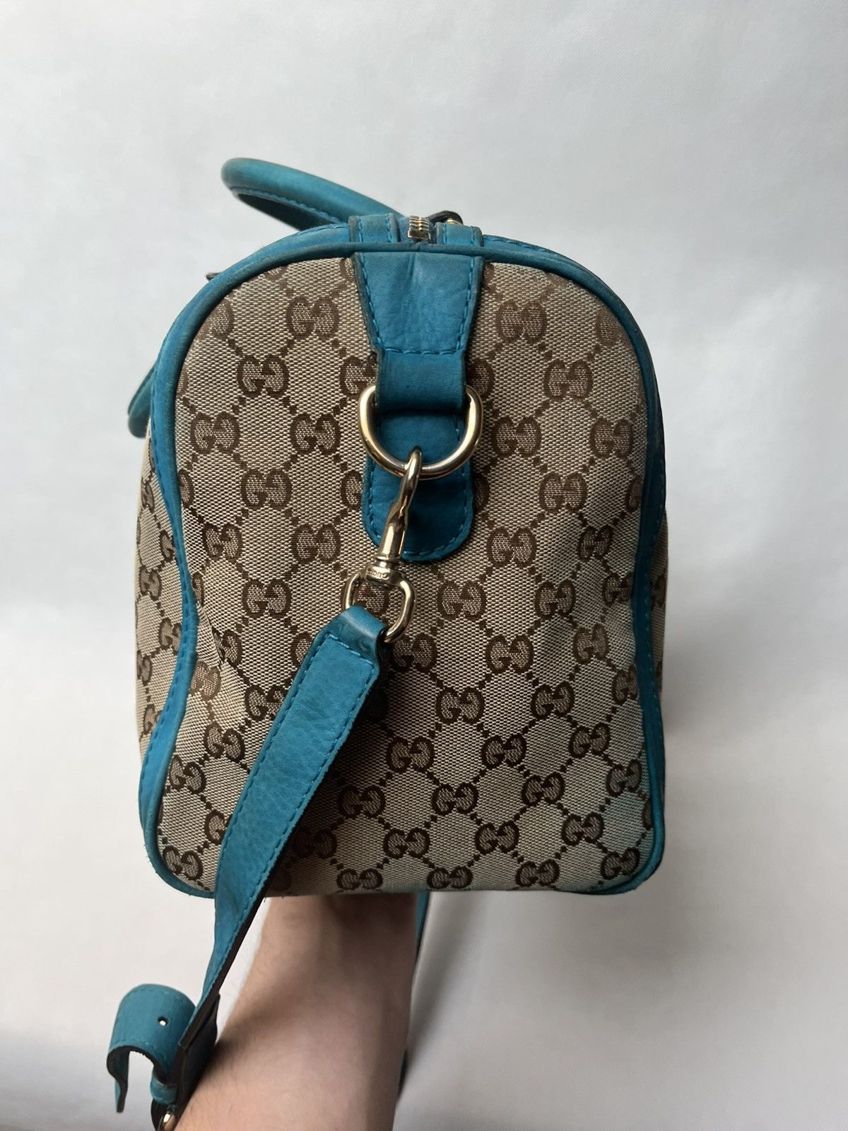 Gucci Vintage Gucci Web Boston GG canvas stripe shoulder handbag Size ONE SIZE - 8 Thumbnail