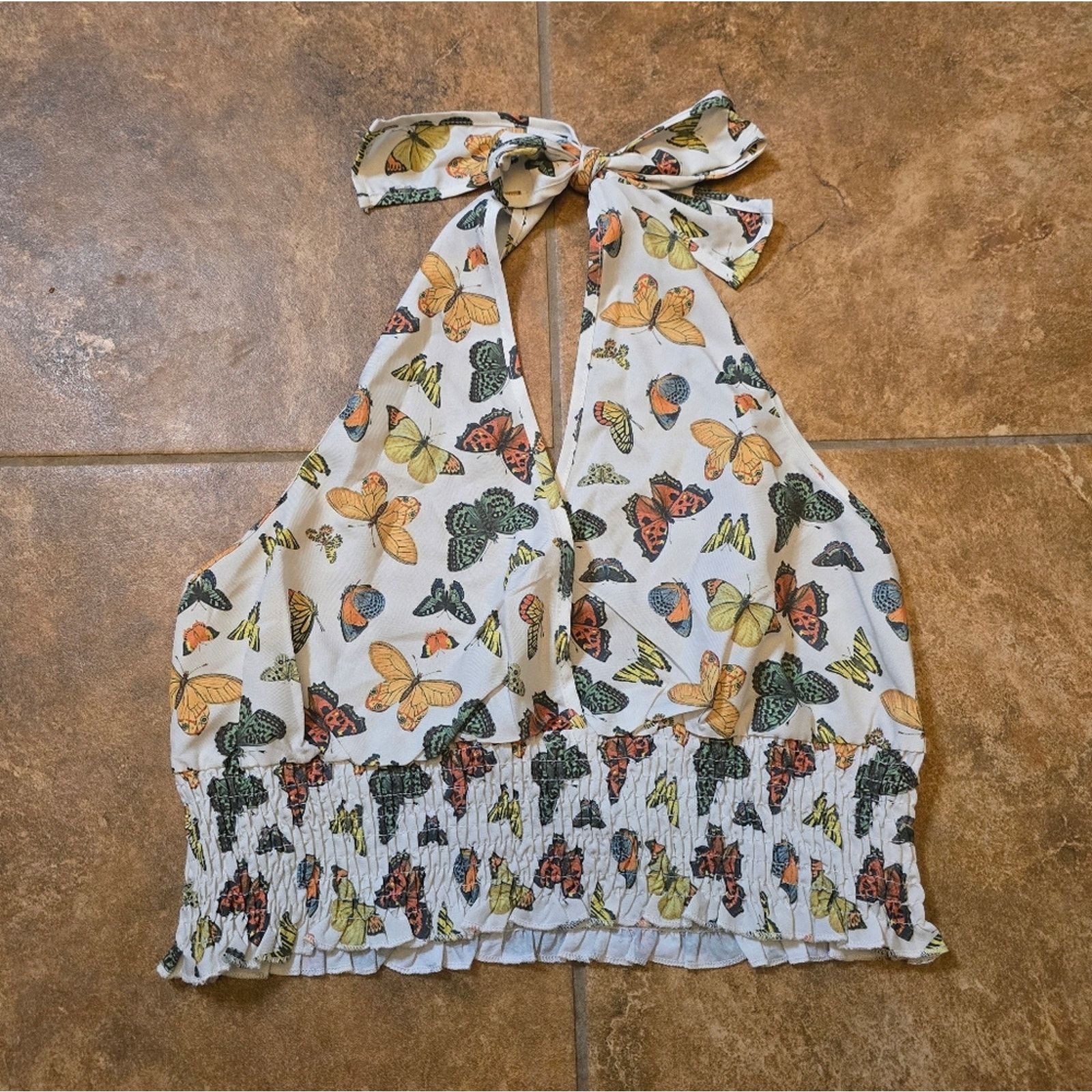 Other Multicolored Butterfly | ROMWE | Cropped Halter Size M / US 6-8 / IT 42-44 - 1 Thumbnail