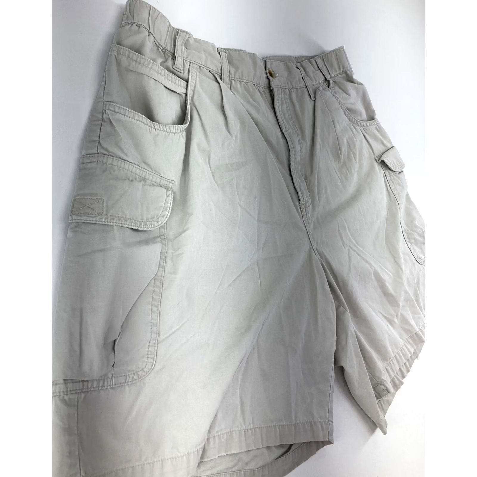 Vintage Columbia Men Cargo Shorts Light Weight Size 38 Beige Regular Inseam 10in Casual Cotton Front Flat Front Belt Loops Pocket Cargo Summer Fall Spring Size US 36 / EU 52 - 2 Thumbnail
