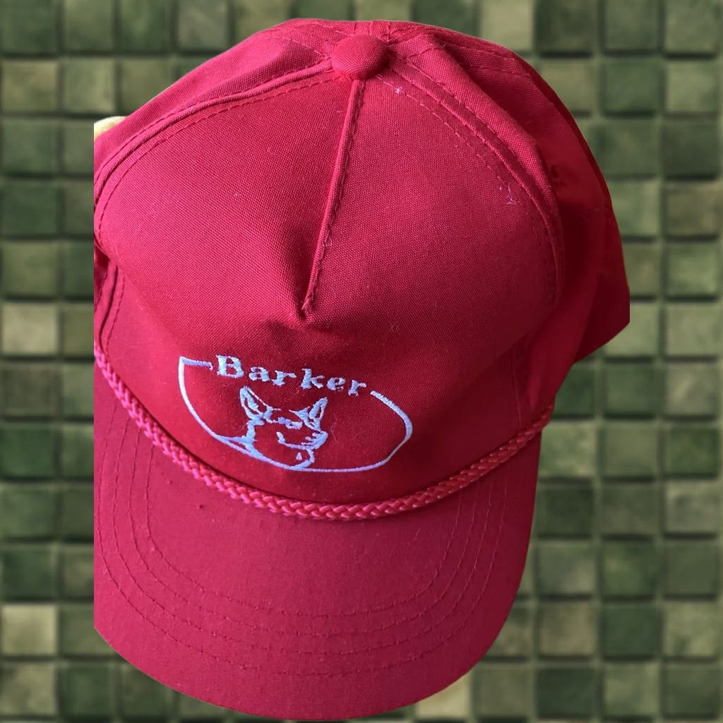 Barker VINTAGE Barker Dog Red Hat Cap Snap Back Adult Cotton Logo SpellOut Canvas Cap Size ONE SIZE - 1 Thumbnail