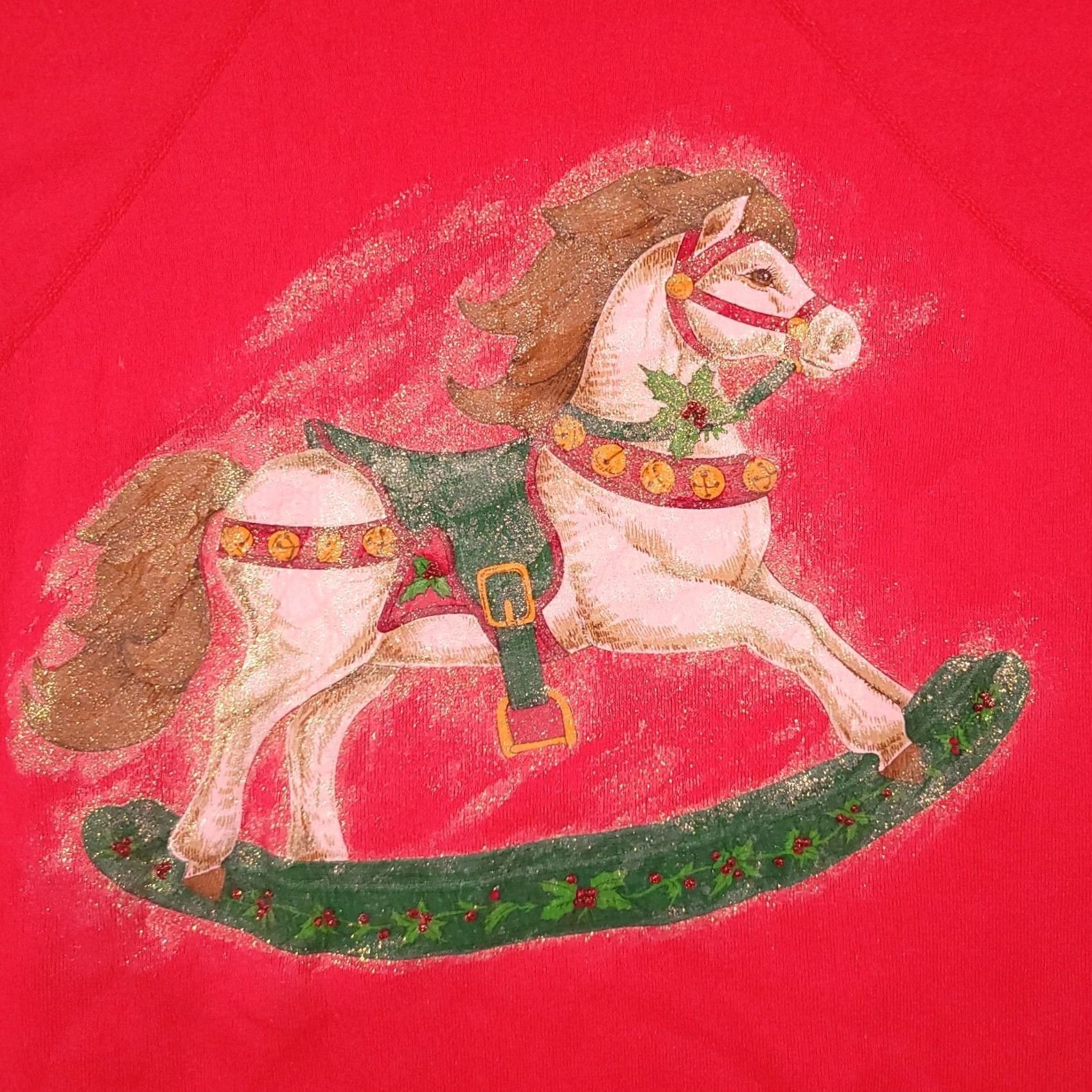 Vintage VINTAGE Pannill Sweatshirt Women's XL Red Grandma Rocking Horse Made In USA Sweatshirt Pullover Knit Crew Neck Long Sleeve 80s 90s Casual Womens Size XL / US 12-14 / IT 48-50 - 4 Thumbnail