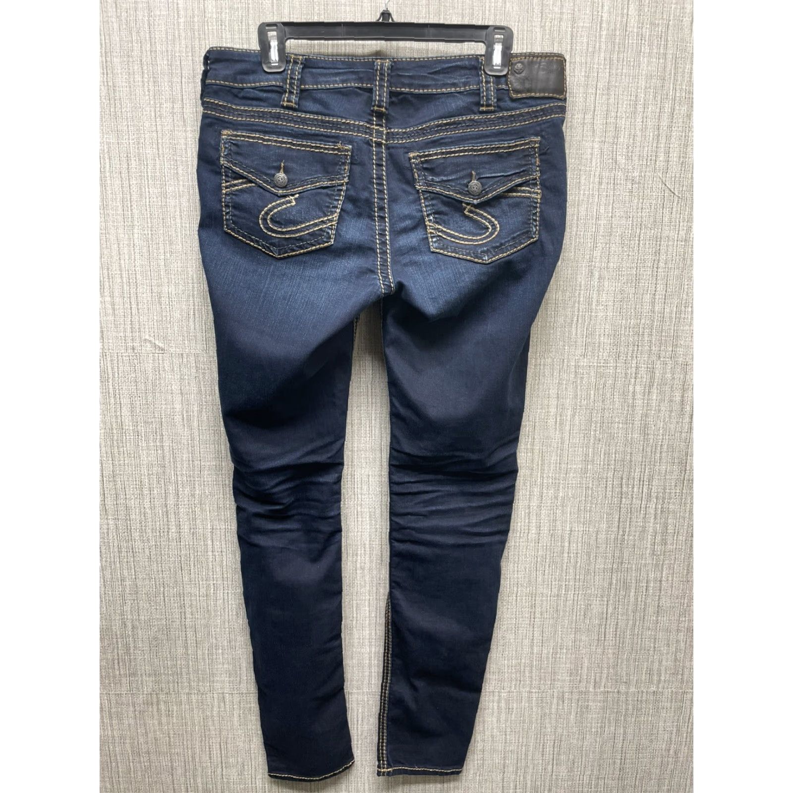 Vintage Silver Sliver Suki Dark Blue Mid Super Skinny Jeans Womens Size W31/L31 Size 24" / US 00 / IT 34 - 5 Thumbnail