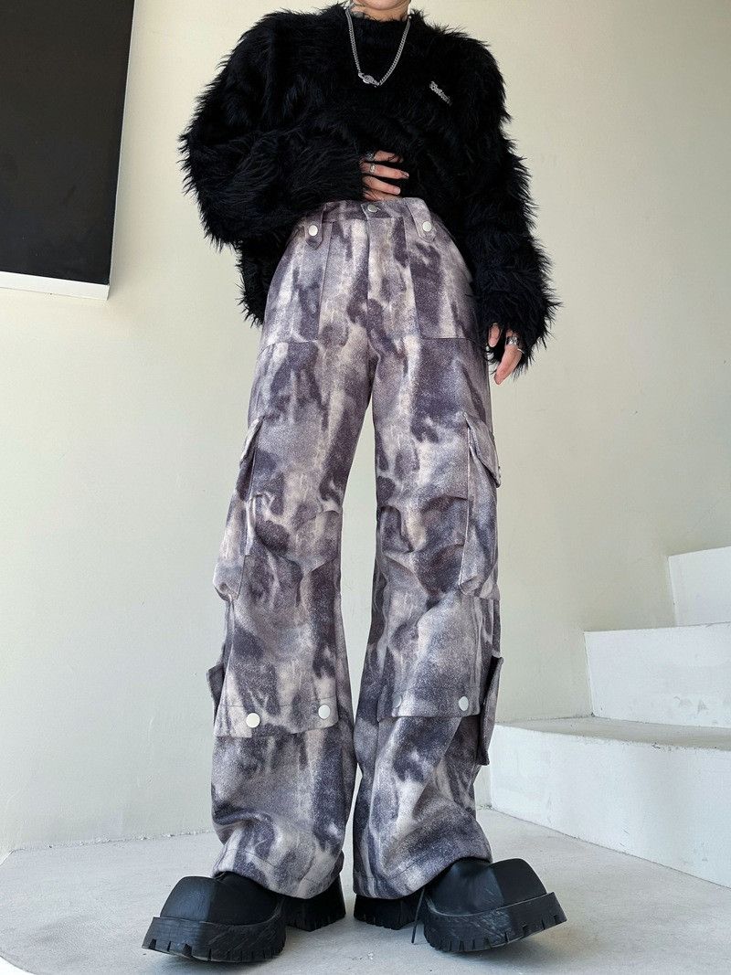 image of Purple Camo Cargo Graphic Pants, Men's (Size 32)