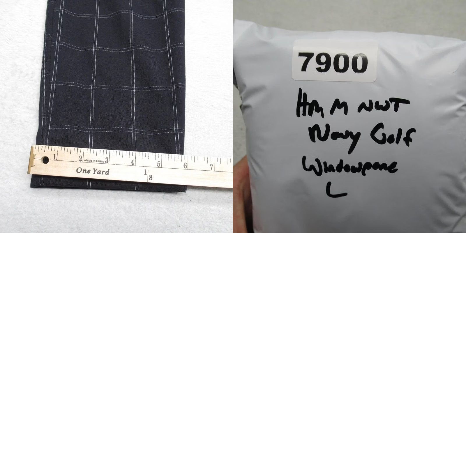 H&M HM Pants Golf Men Slim 30x28 Navy Windowpane Plaid Drawstring Performance Pocket Size US 31 - 9 Thumbnail