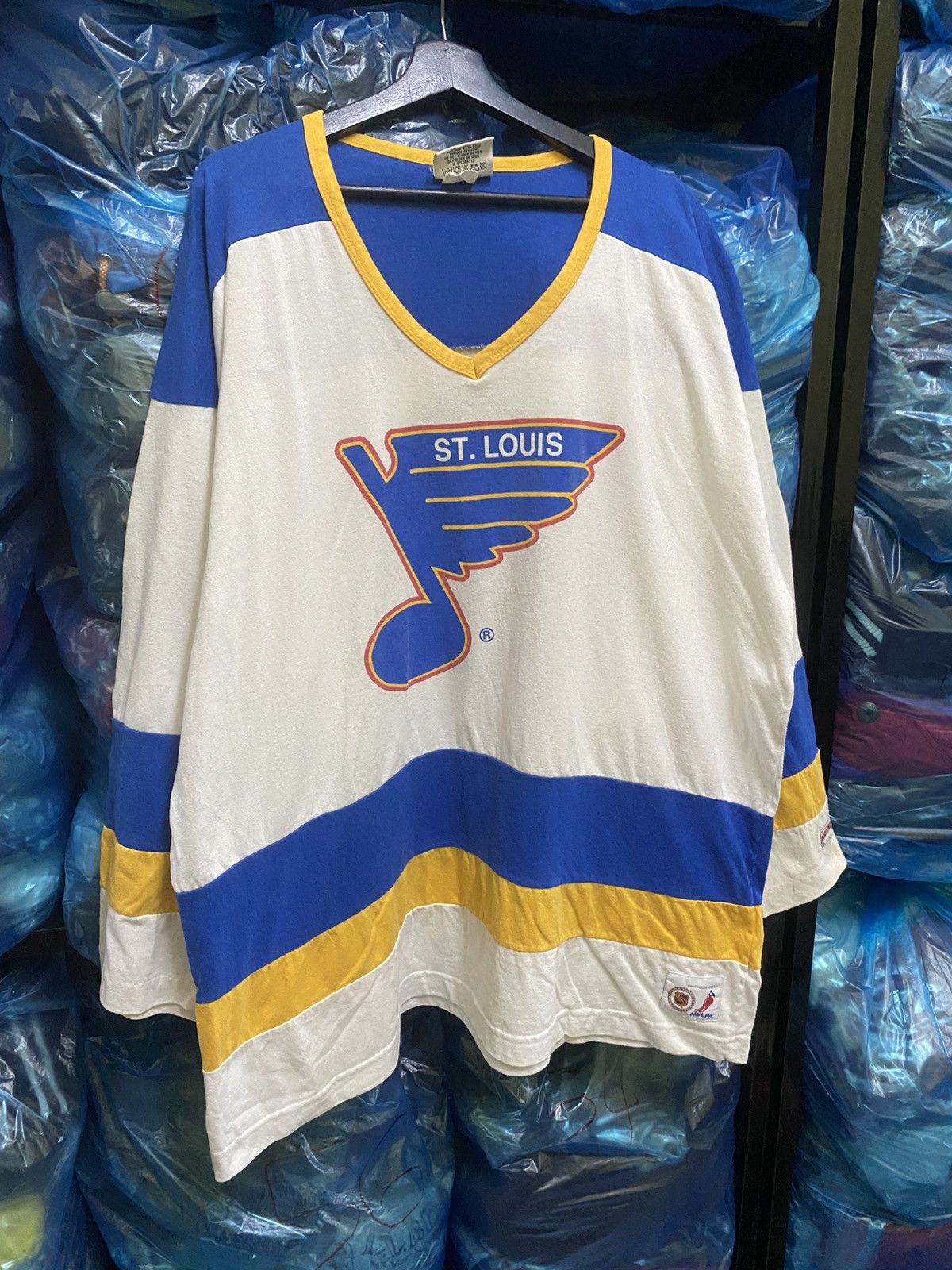 NHL × Nutmeg Vintage Nutmeg Mills St. Louis Blues Brett Hull Jersey Tee Size US XL / EU 56 / 4 - 5 Thumbnail