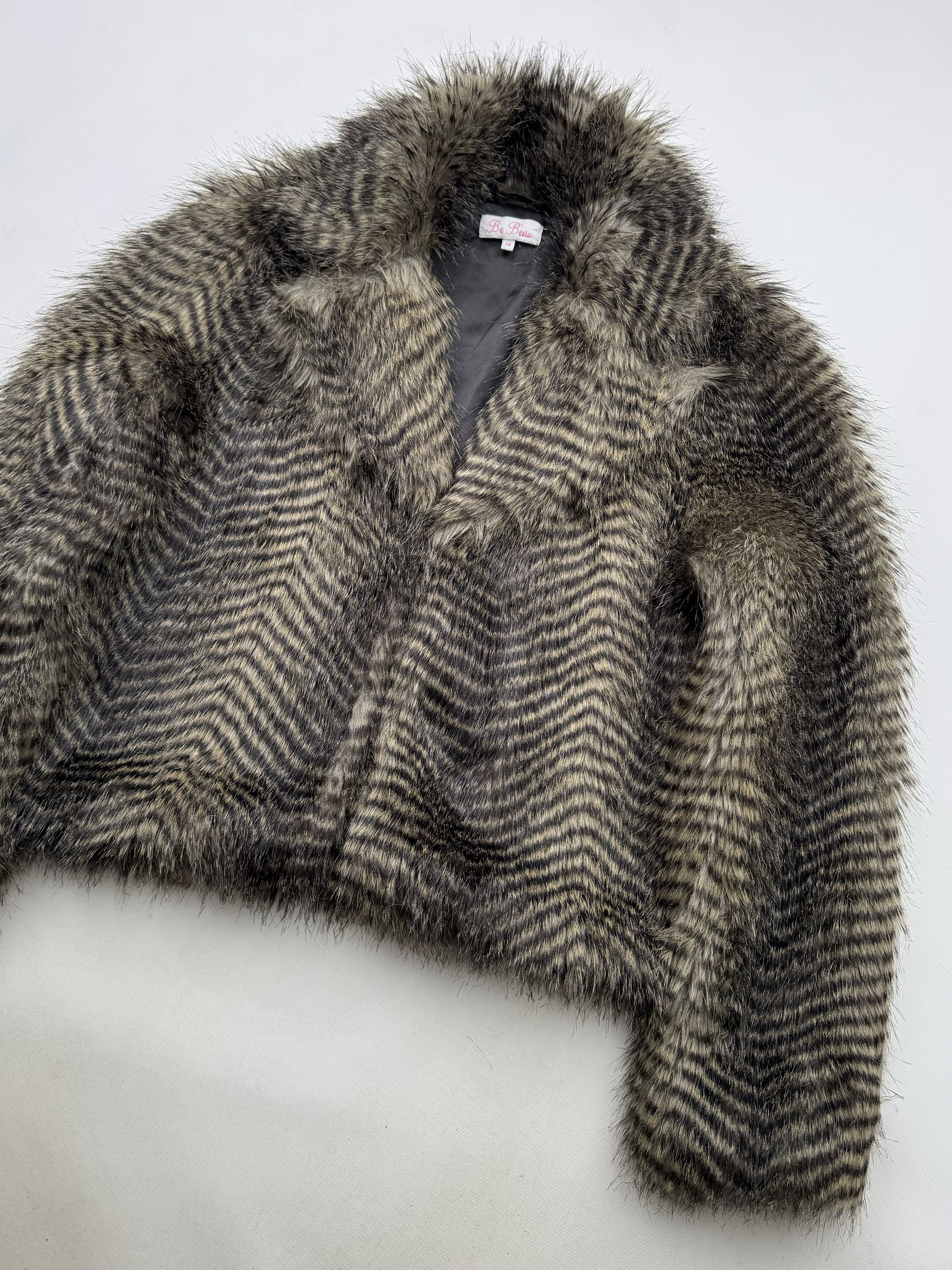 Vintage 00's Faux Fur Cropped Jacket B103 E2(V417) Size L / US 10 / IT 46 - 3 Thumbnail