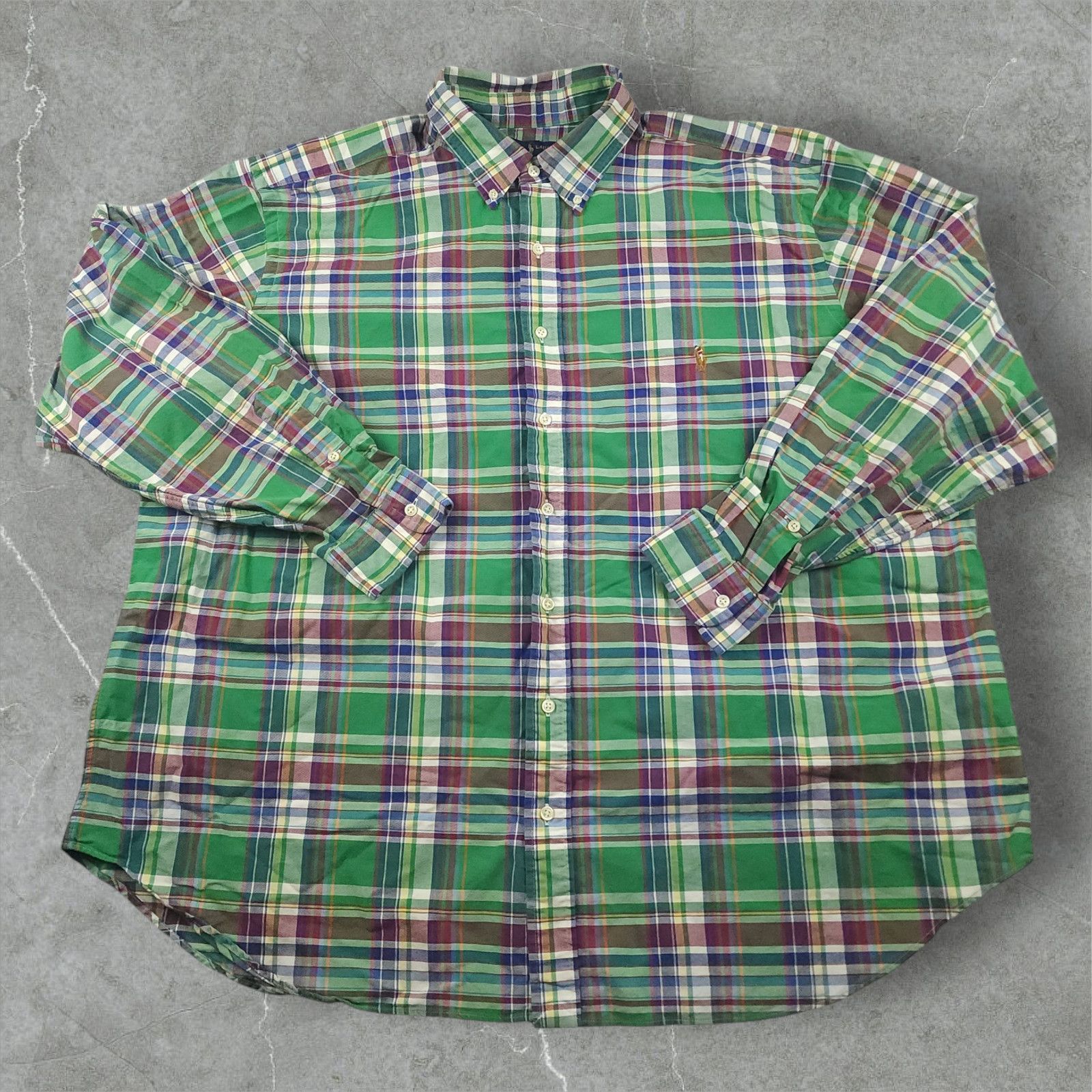 Polo Ralph Lauren Men’s Big & Tall Plaid outlet Buttondown Flannel Shirt Green SZ 2XB