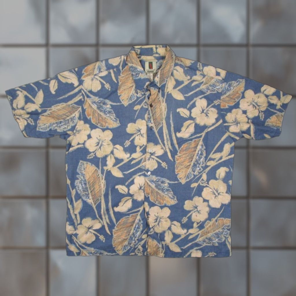 Tori Richard VINTAGE Tori Richard Shirt Men XL Blue Floral Short Sleeve Button-Up Hawaiian Cotton Lawn USA Size US XL / EU 56 / 4 - 1 Thumbnail