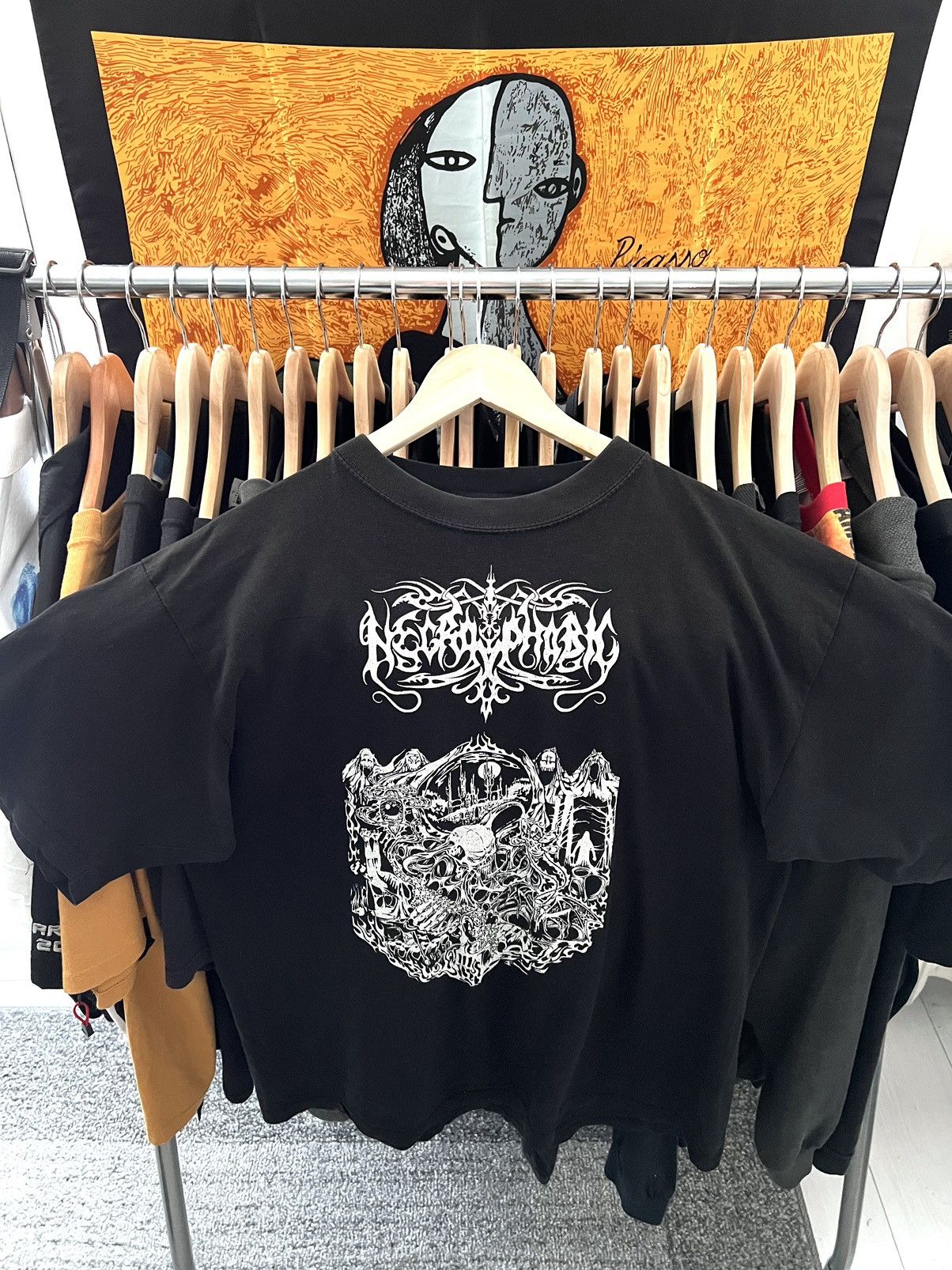 image of Necrophobic 90's Vintage Metal Band T Shirt Demons Nun L Rare in Black, Men's (Size Large)