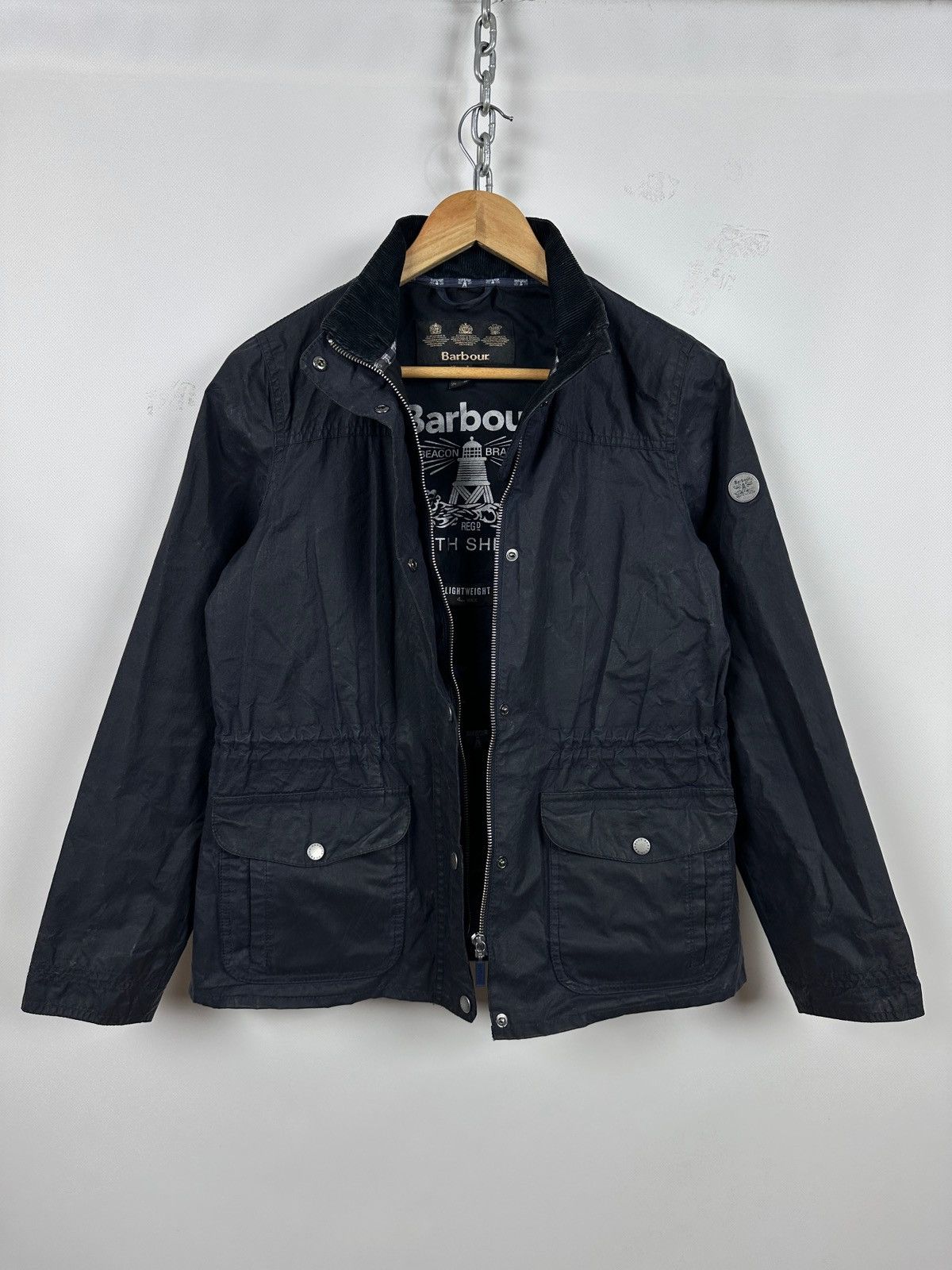 Barbour Barbour Navy Blue Waxed Dover Lightweight Jacket Size S / US 4 / IT 40 - 1 Thumbnail