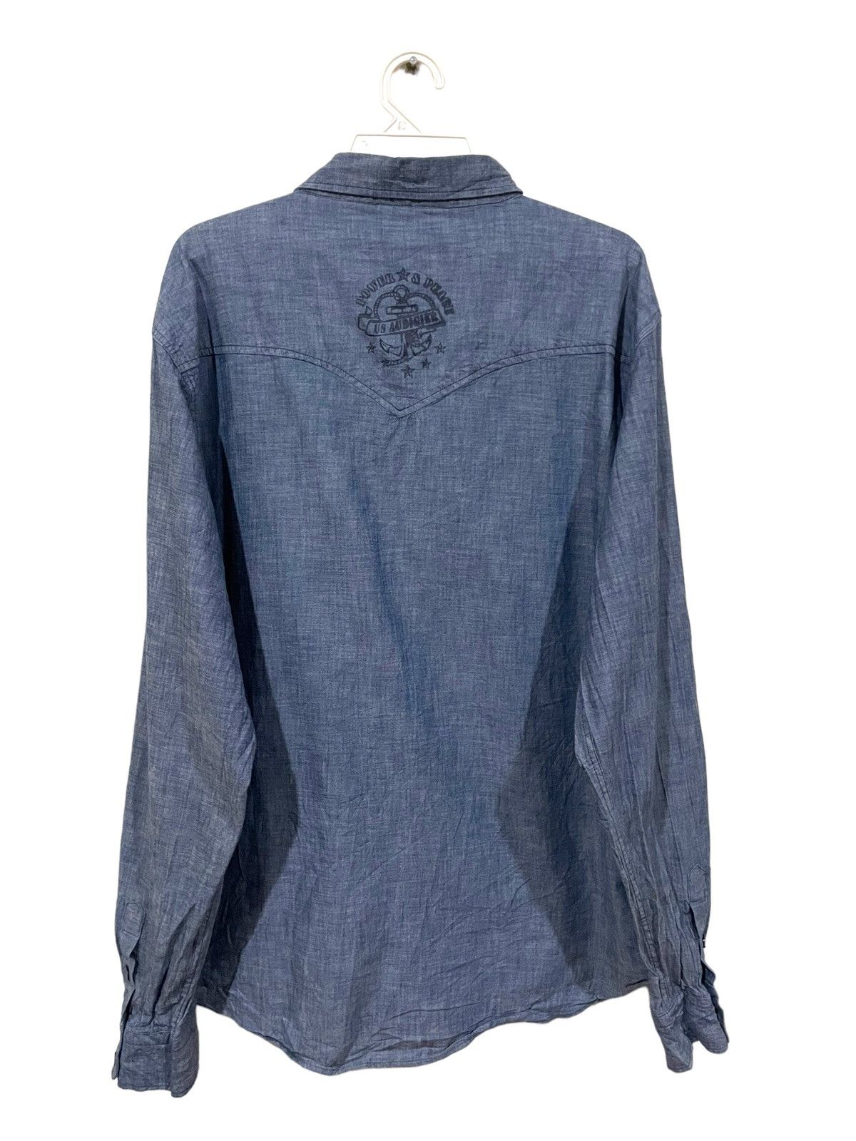 Christian Audigier × Designer Christian Audigier USN Inspired Stencil Chambray Shirts Size US XXL / EU 58 / 5 - 4 Thumbnail