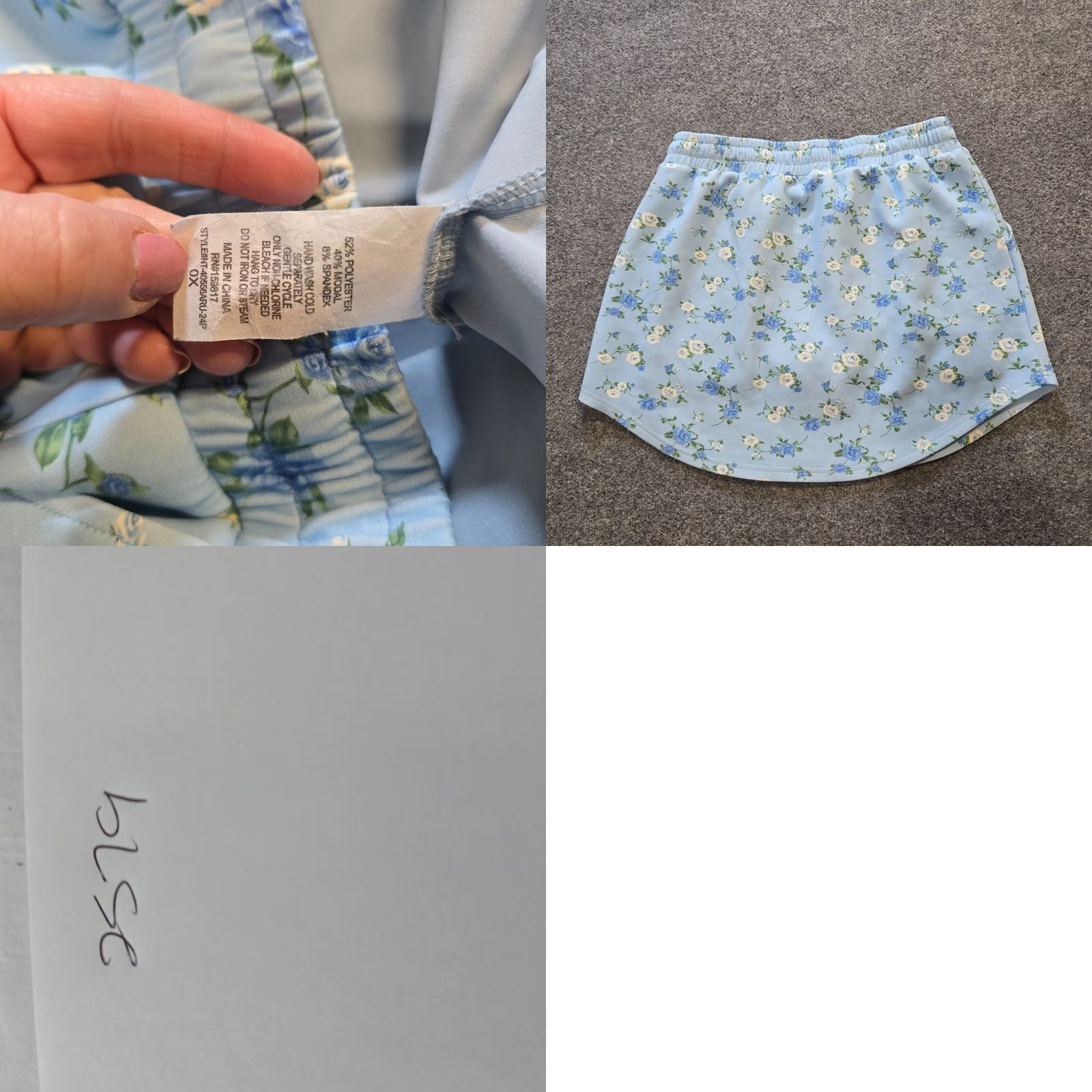 Vintage Arula Skirt Womens 0X Blue Floral Skort Shorts Pull On Stretch Pockets Casual Size 40" / US 18 - 8 Thumbnail