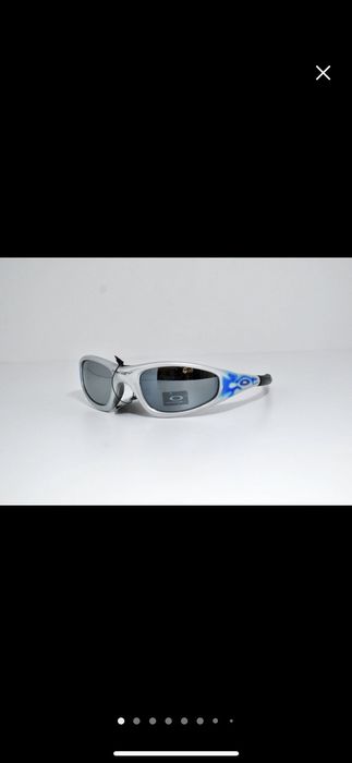 Oakley Oakley straight jacket 1.0 fmj silver blue flames | Grailed