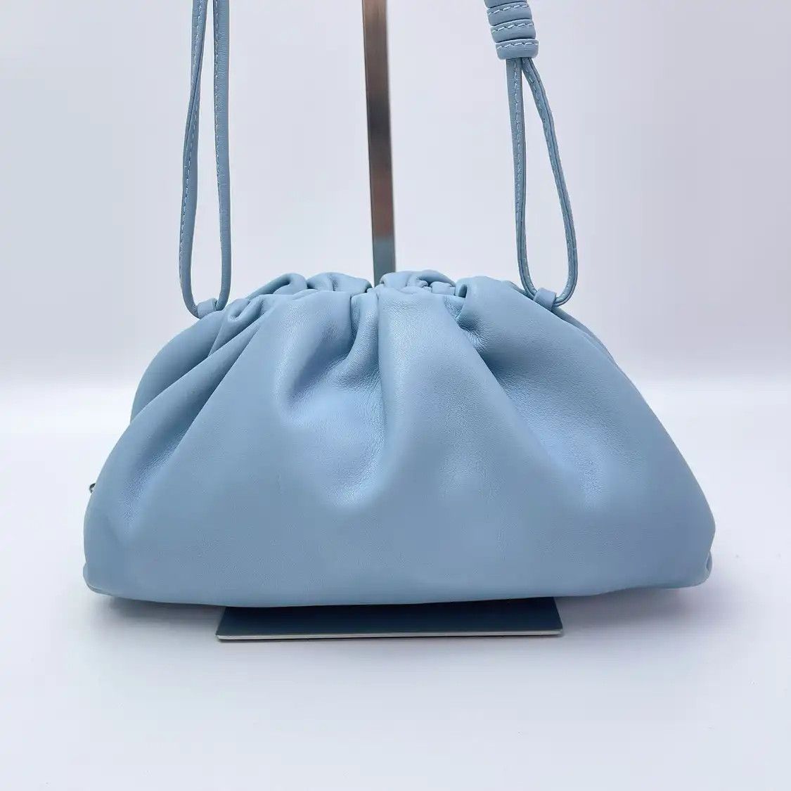 Bottega Veneta The Pouch Mini Blue Cowhide Leather Cloud Bag Shoulder Bag, Women's