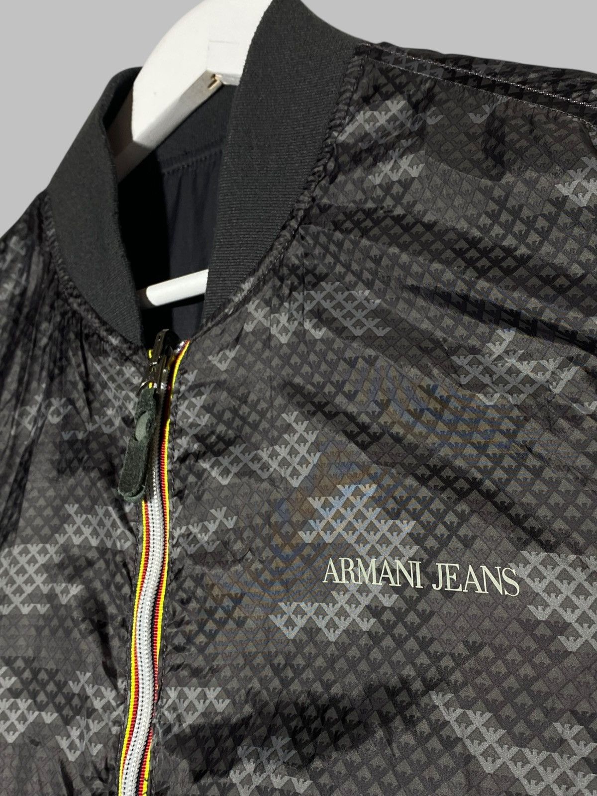 Armani 🔥 Y2K ARMANI JEANS REVERSIBLE NYLON BOMBER MILANO FLEX Size US L / EU 52-54 / 3 - 18 Thumbnail