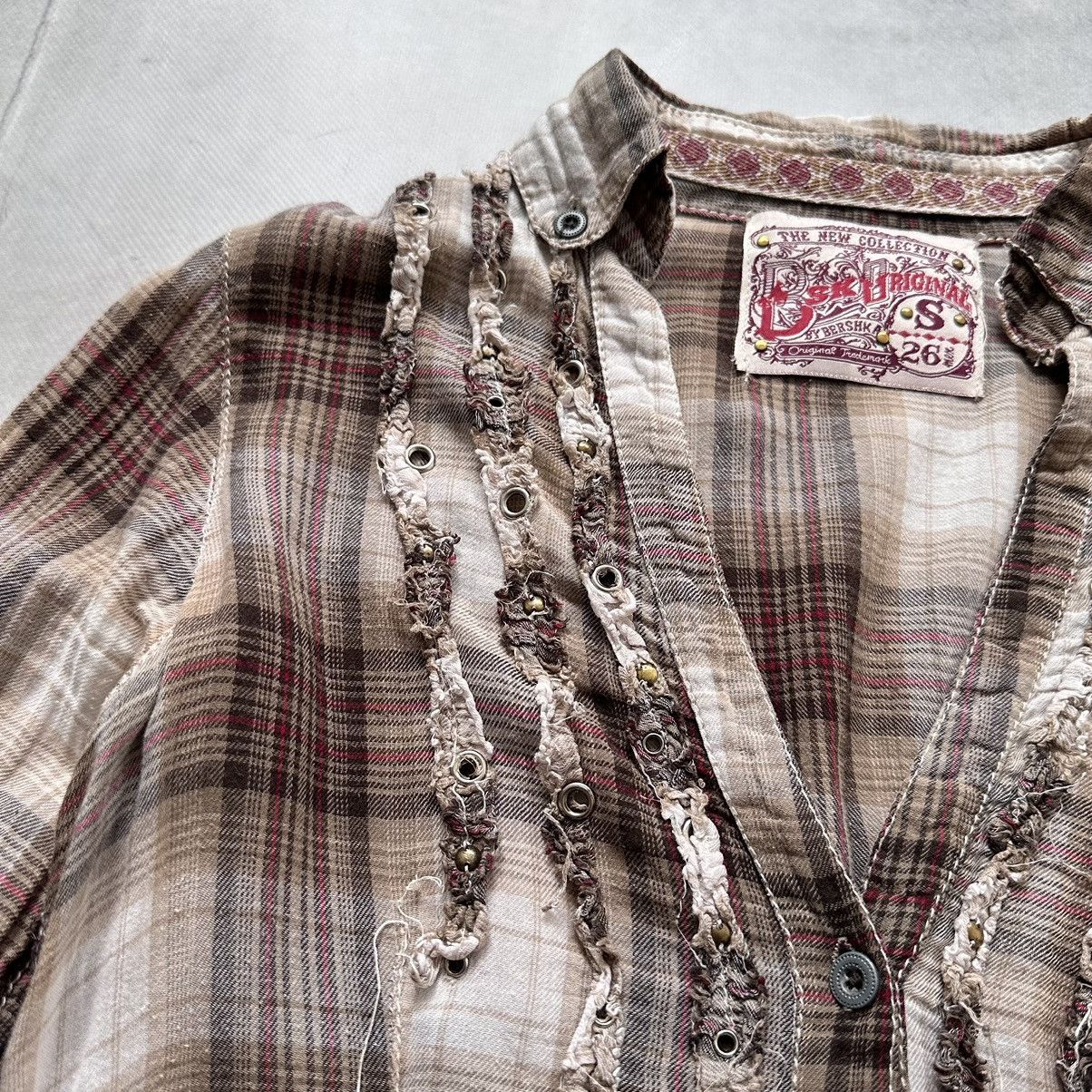 Hysteric Glamour × Undercover Eyelets Checkered Button Punk Shirt LGB If Six Was Nine Vibe Size S / US 4 / IT 40 - 3 Thumbnail
