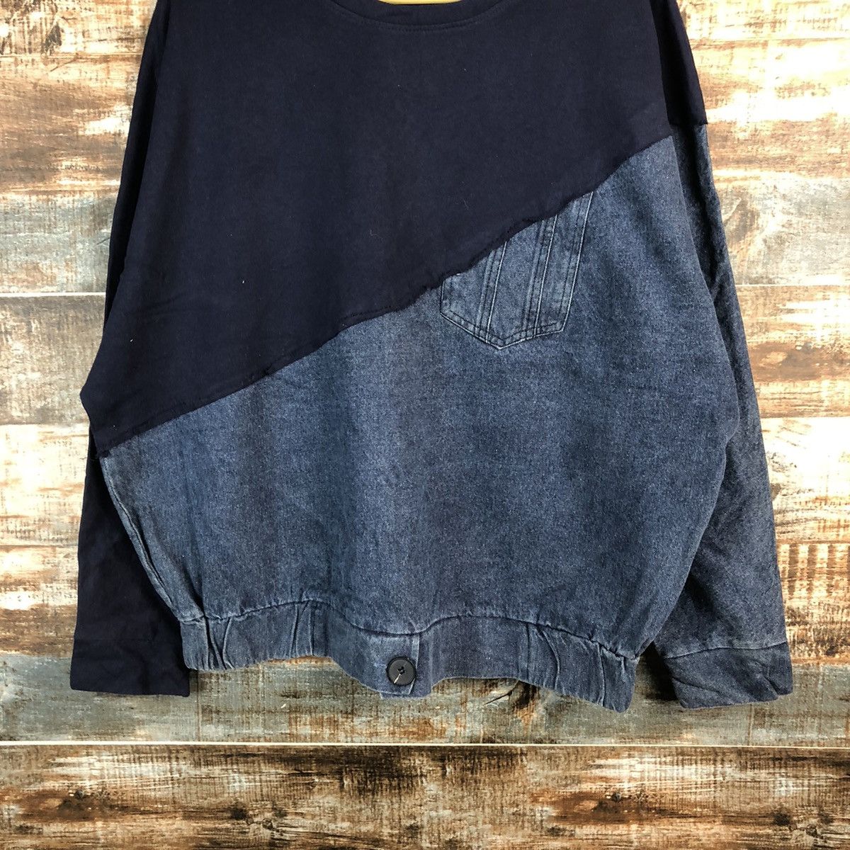 Japanese Brand Japanese Brand vintage Blue half Denim Sweatshirt #A2304 Size US L / EU 52-54 / 3 - 3 Thumbnail