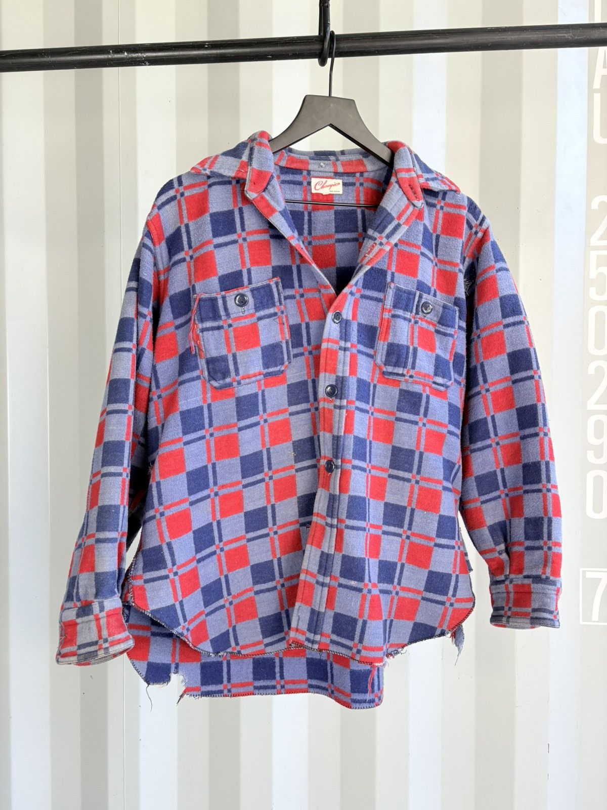 Vintage Moleskin Flannel Sun Faded Thrashed ERD Grunge Size US L / EU 52-54 / 3 - 1 Thumbnail