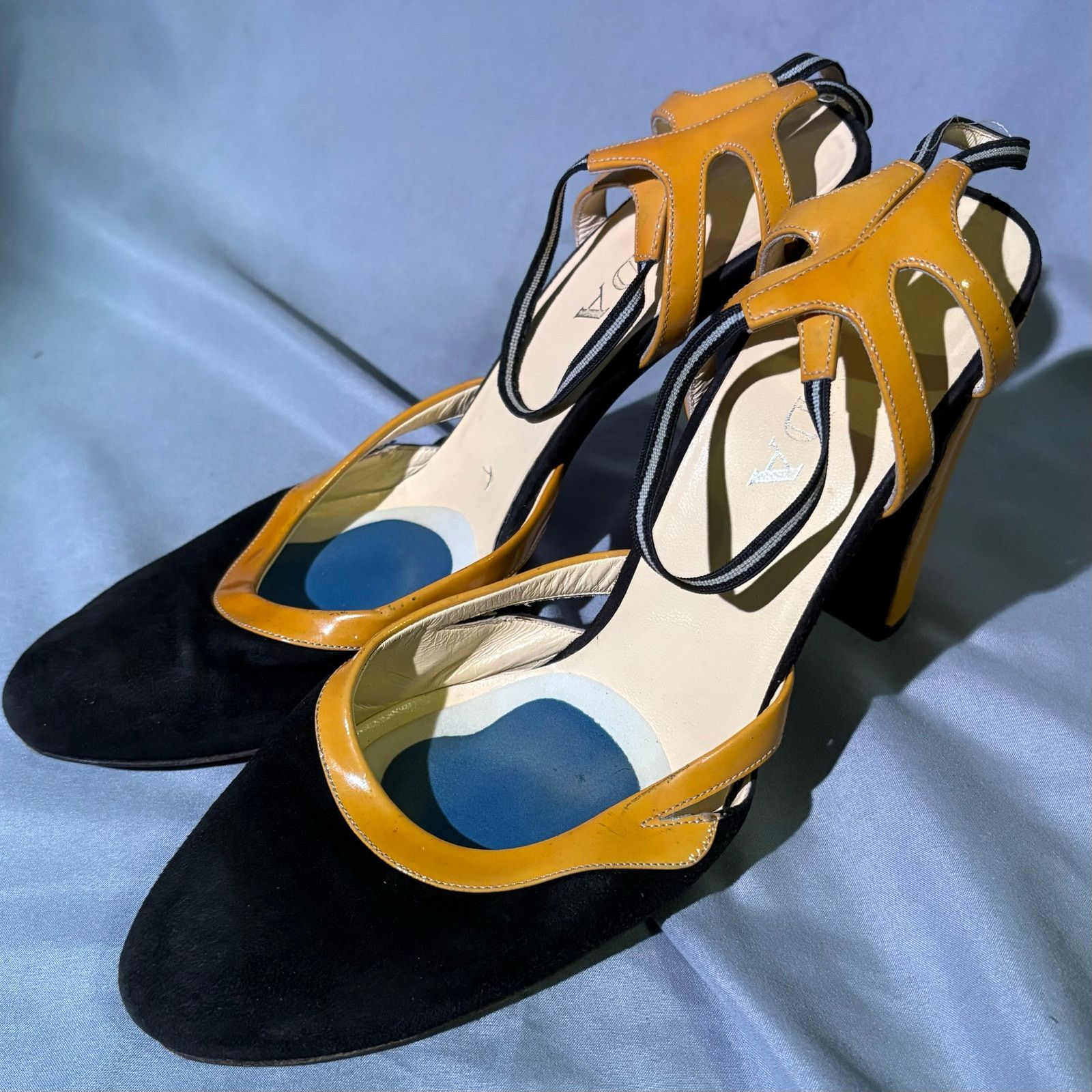 Prada Prada Yellow Patent Black Suede Heels Size 39 (8.5) Size US 8.5 / IT 38.5 - 1 Thumbnail