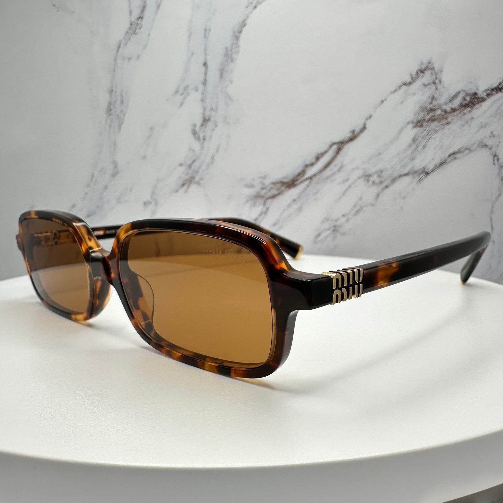 Miu Miu New MIU MIU Sunglasses Brown Tortoise Slim Acetate Authentic Size ONE SIZE - 8 Thumbnail