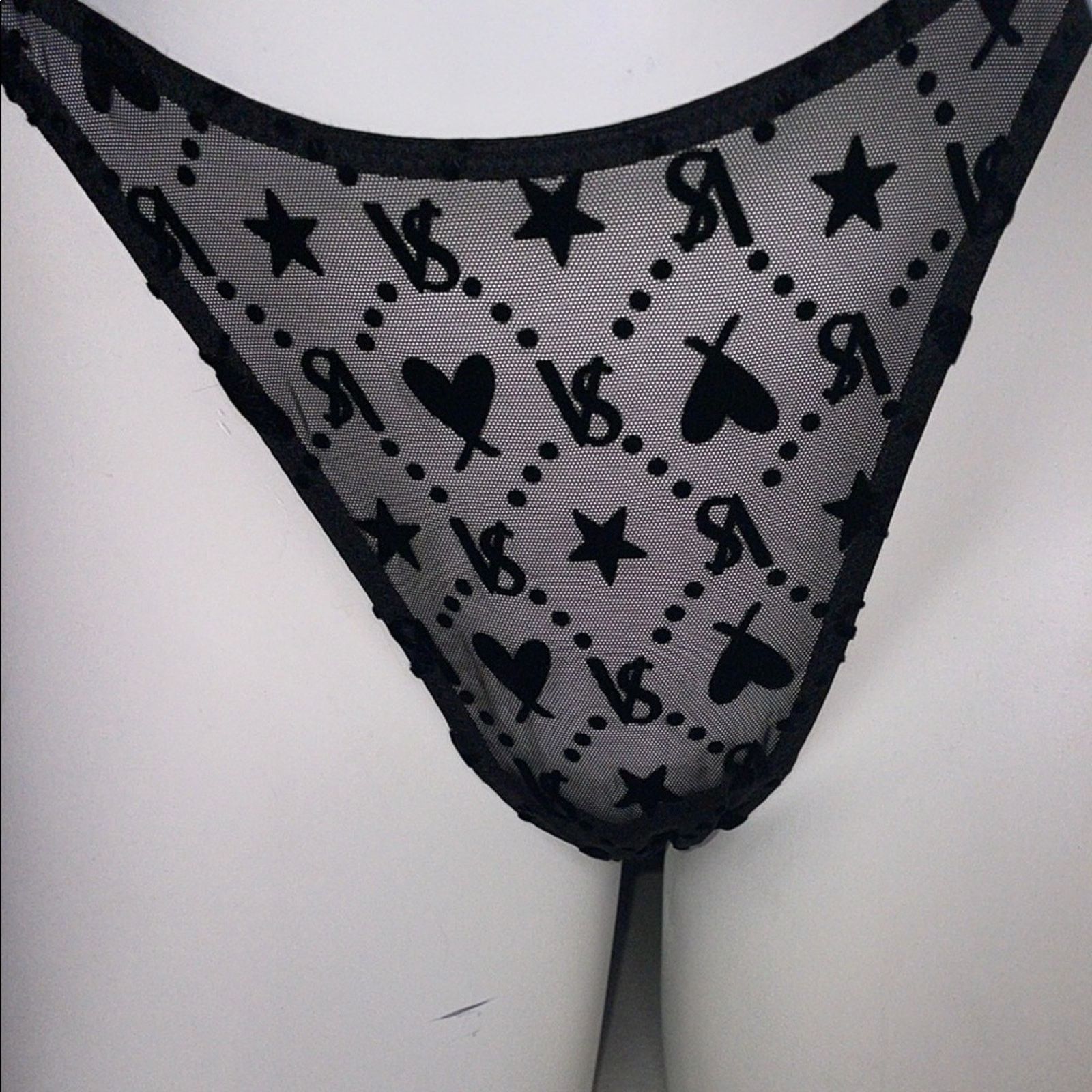 Victoria's Secret Victoria’s Secret Brazilian Thong Black Strappy VS Signature Size ONE SIZE - 5 Thumbnail