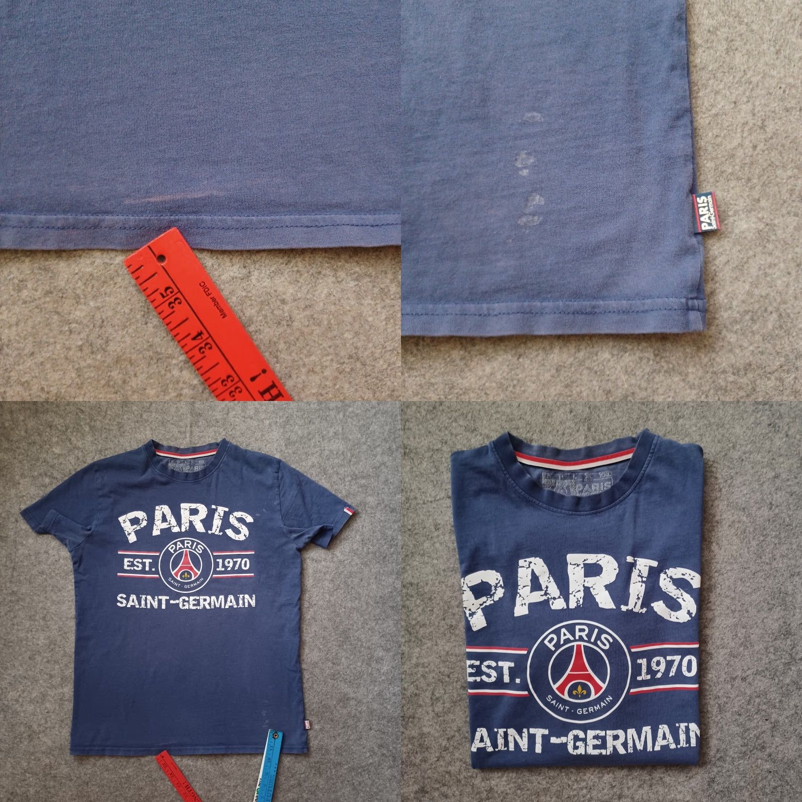 Vintage Paris Saint Germain T Shirt Mens Medium Blue Logo Spellout Short Sleeve Size US M / EU 48-50 / 2 - 9 Thumbnail
