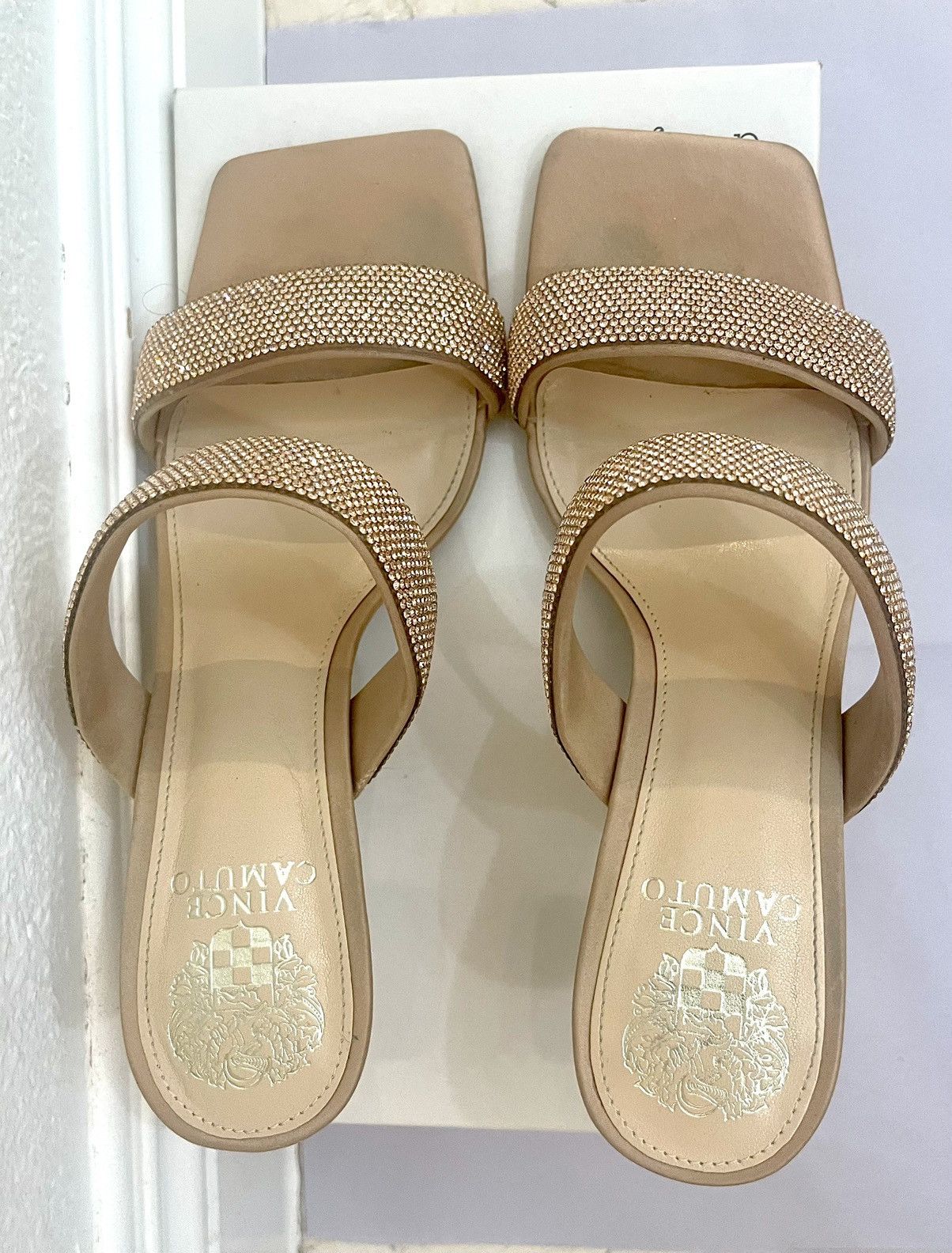 Vince Camuto Elegant Gold Heeled Sandals Size US 8 / IT 38 - 3 Thumbnail