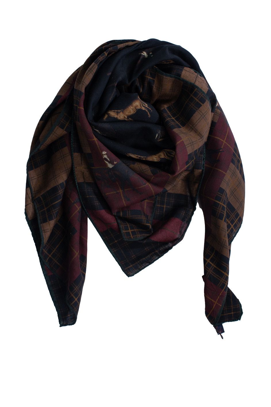 Other Pauw, checkered scarf with horse print Size ONE SIZE - 1 Thumbnail