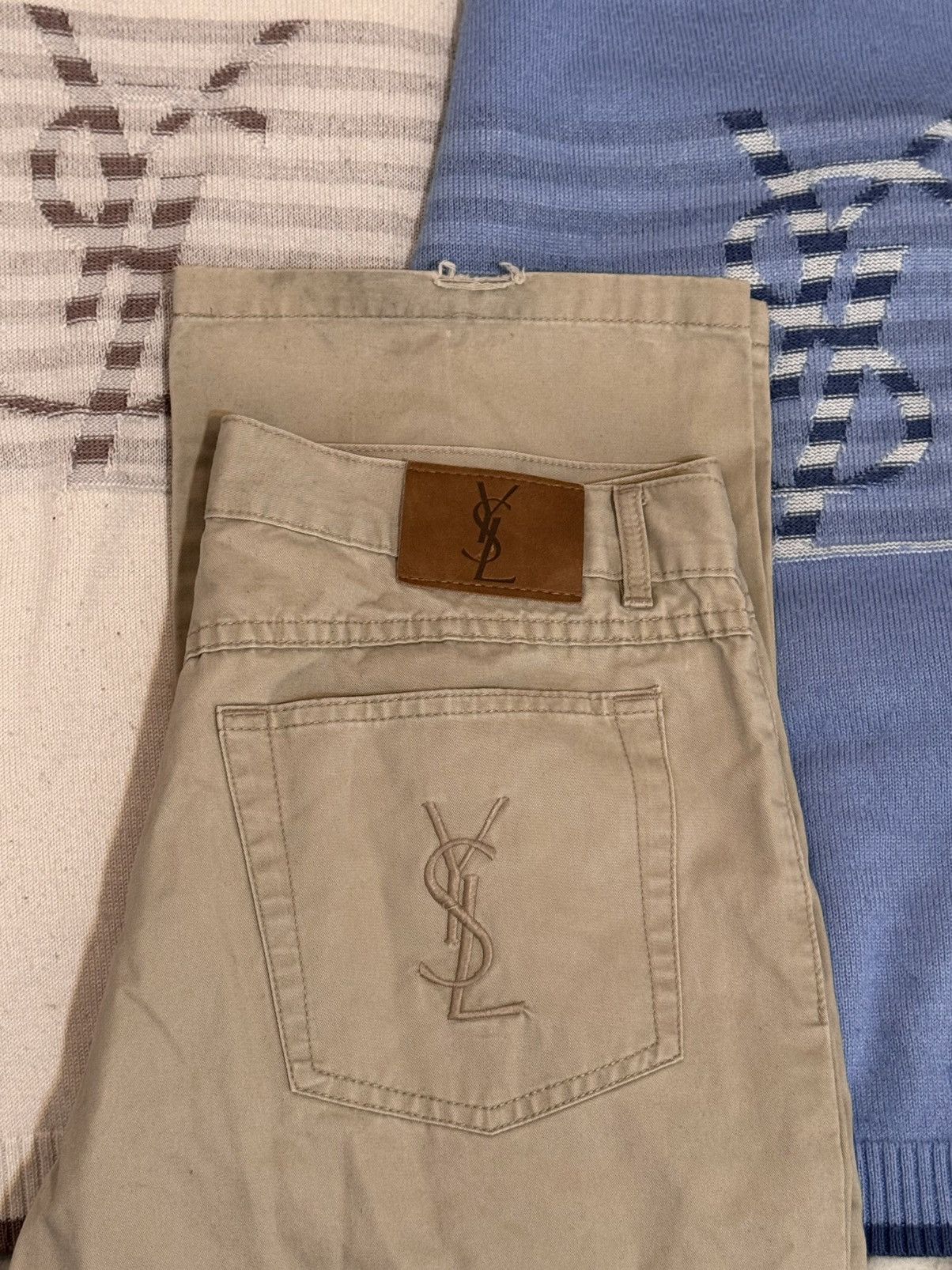Yves Saint Laurent 34x34 YSL Jeans Beige Denim Pants Casual Old Money Size US 34 / EU 50 - 4 Thumbnail