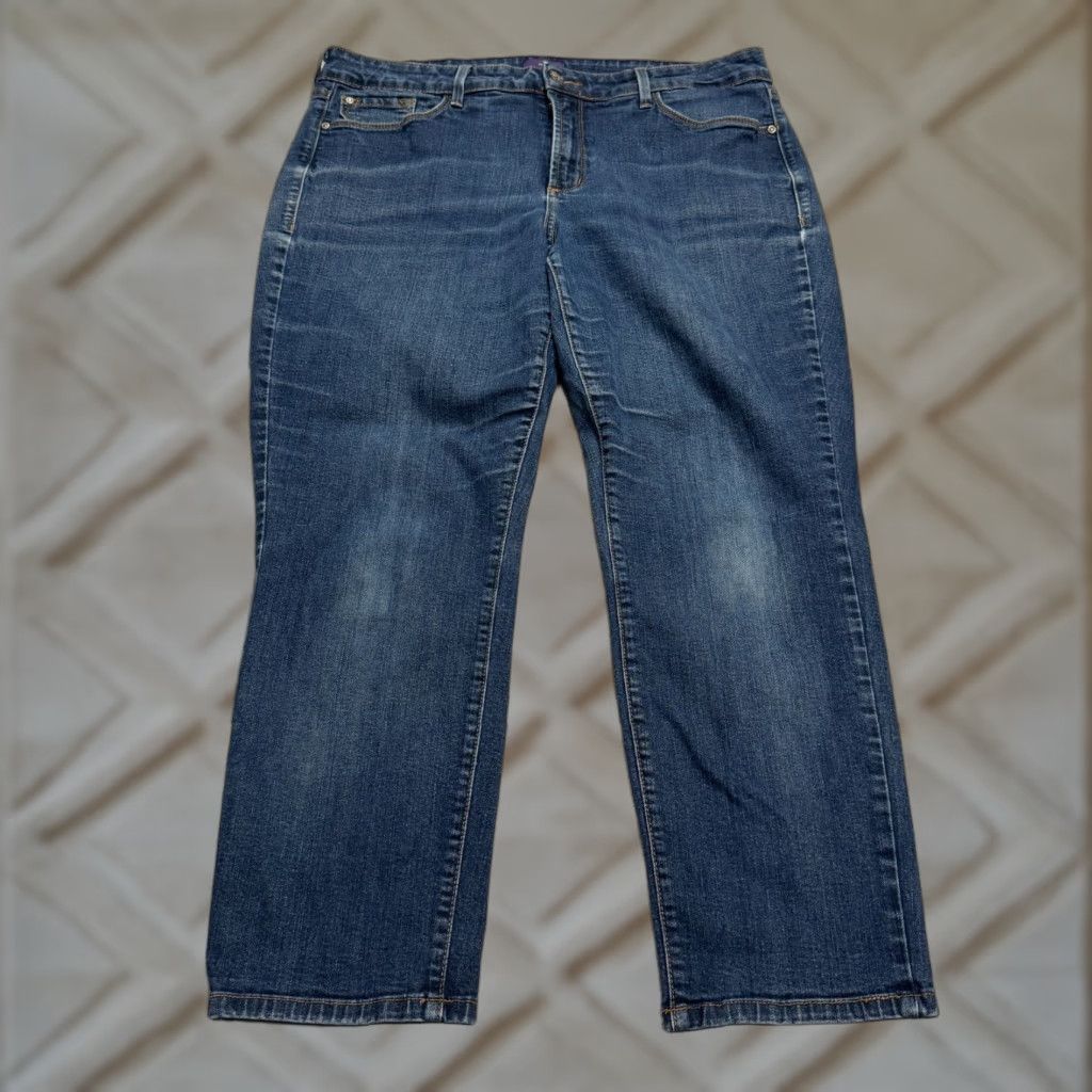 NYDJ NYDJ Jeans Womens 14W Blue Medium Wash Ankle Cropped Tapered Casual 34x25 Size 36" / US 14 / IT 50 - 1 Thumbnail