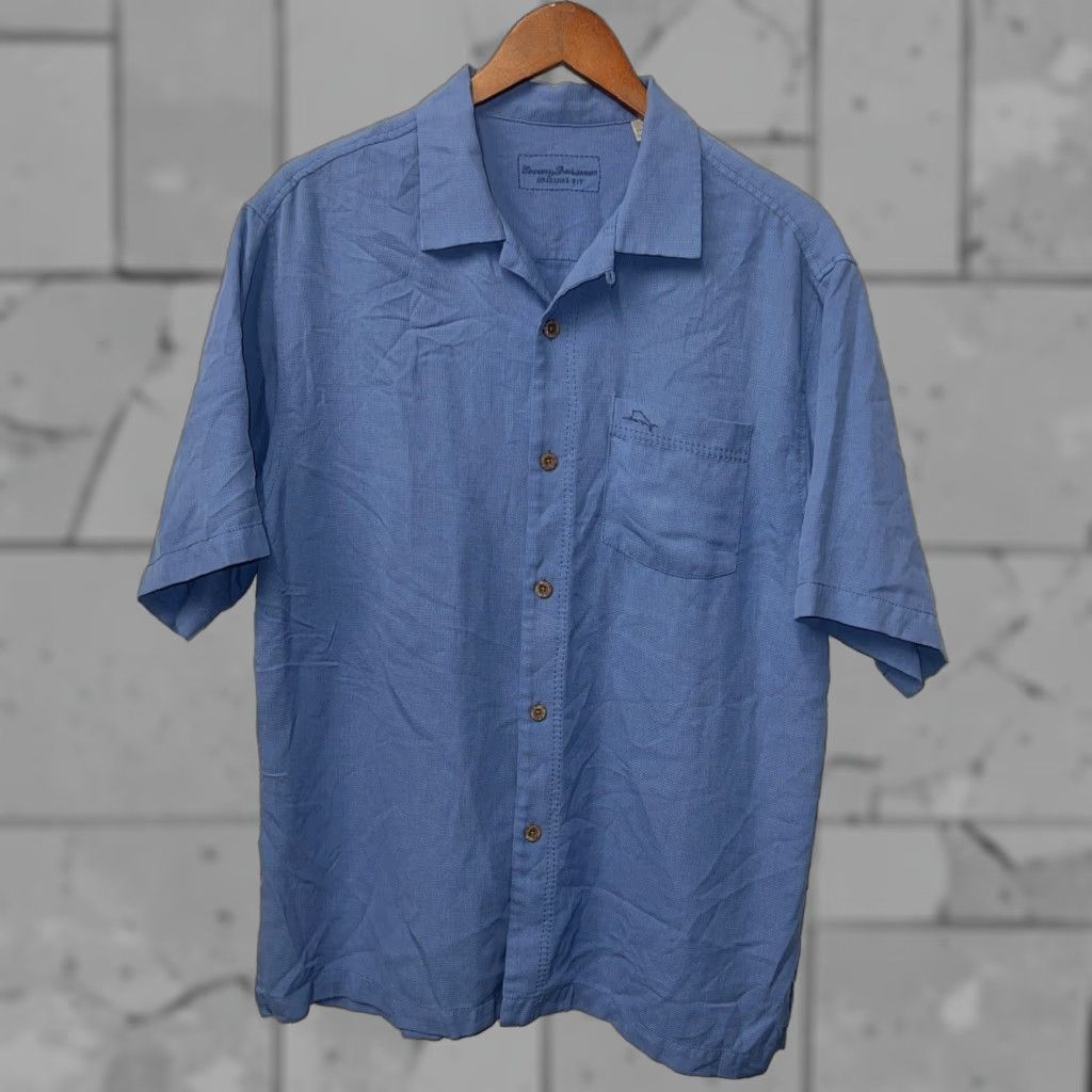 Tommy Bahama TOMMY BAHAMA Blue Silk Blend Hawaiian Shirt Button-Up Short Sleeve Mens Size M Size US M / EU 48-50 / 2 - 1 Thumbnail