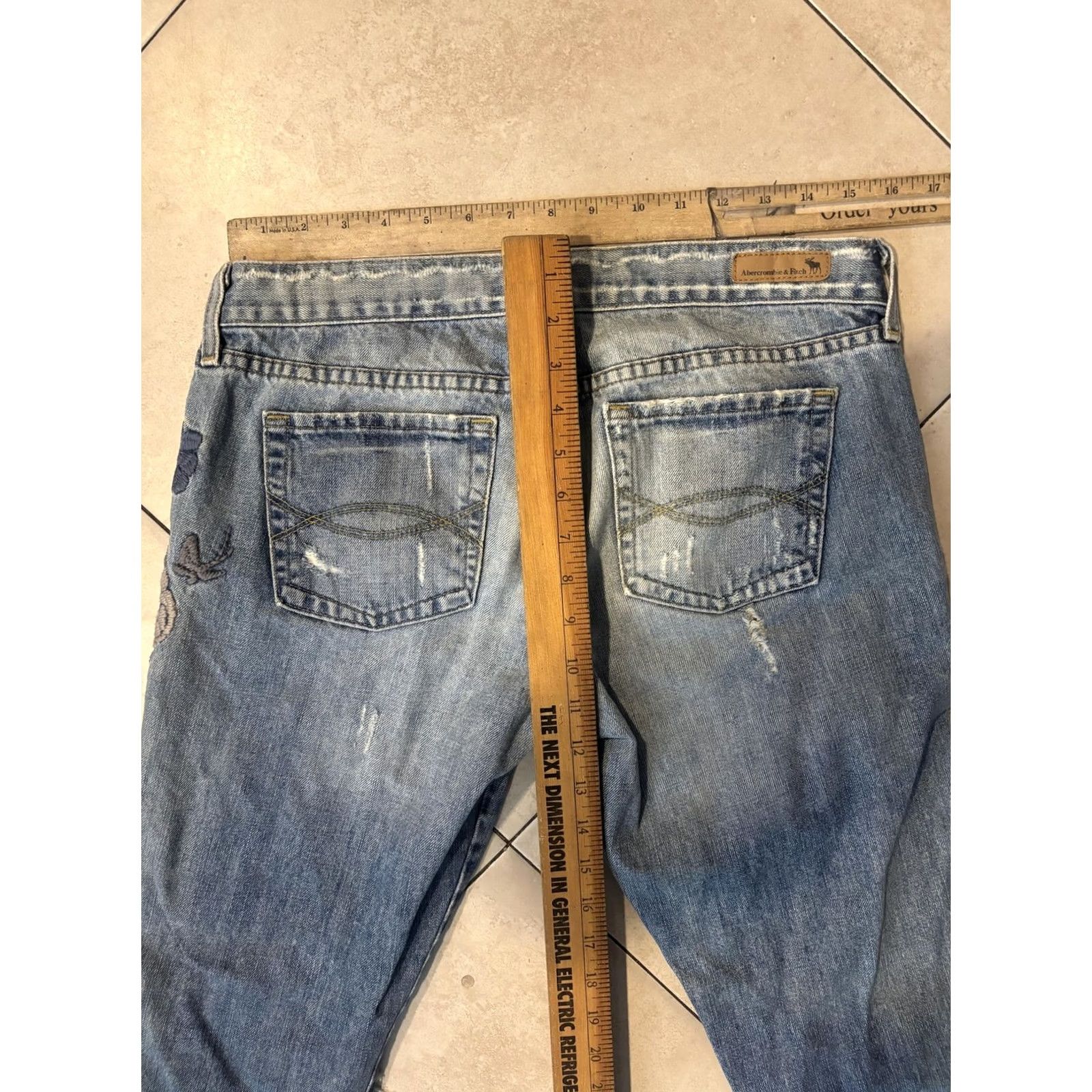 Abercrombie & Fitch Abercrombie & Fitch Jeans Womens 8 Blue Distressed Bootcut Embroidered Floral USA Size 30" / US 8 / IT 44 - 7 Thumbnail