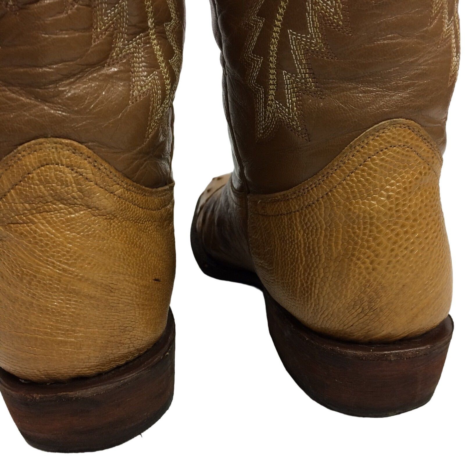 Other Vtg Cognac ROCKABILLY Cowboy OSTRICH Quill Skin Boots Size US 9.5 / EU 42-43 - 8 Thumbnail