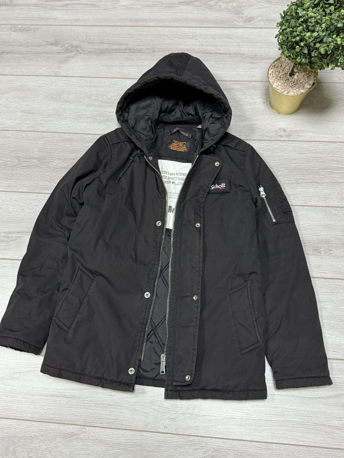 Schott Schott army type U USA long bomber parka jacket zip Size US S / EU 44-46 / 1 - 1 Thumbnail