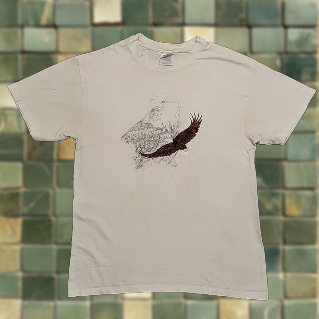 Vintage VTG Nature Shirt Adult L White Embroidered Bald Eagle Single Stitch Made in USA Shirt Mens White Bald Eagle 90s USA Vintage Size US L / EU 52-54 / 3 - 1 Thumbnail