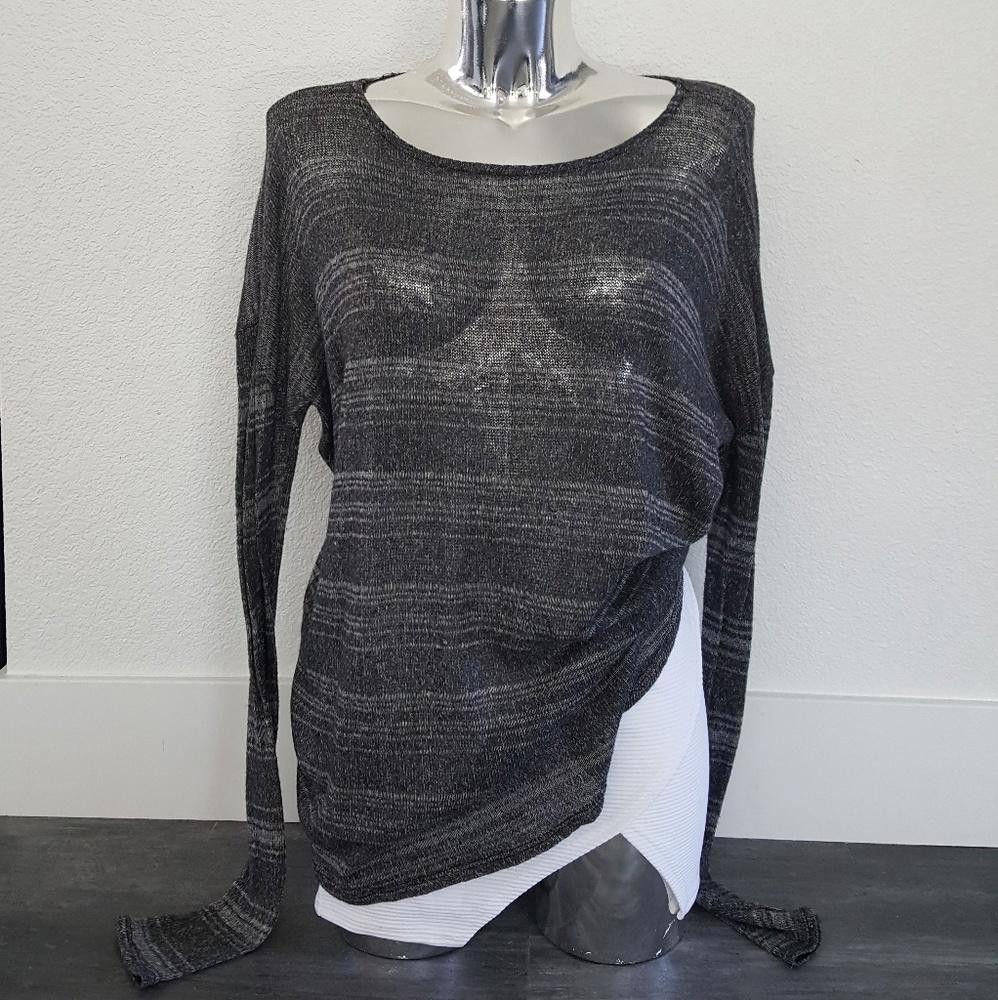 Designer Grey Striped Long Melville Sweater Size ONE SIZE - 1 Thumbnail