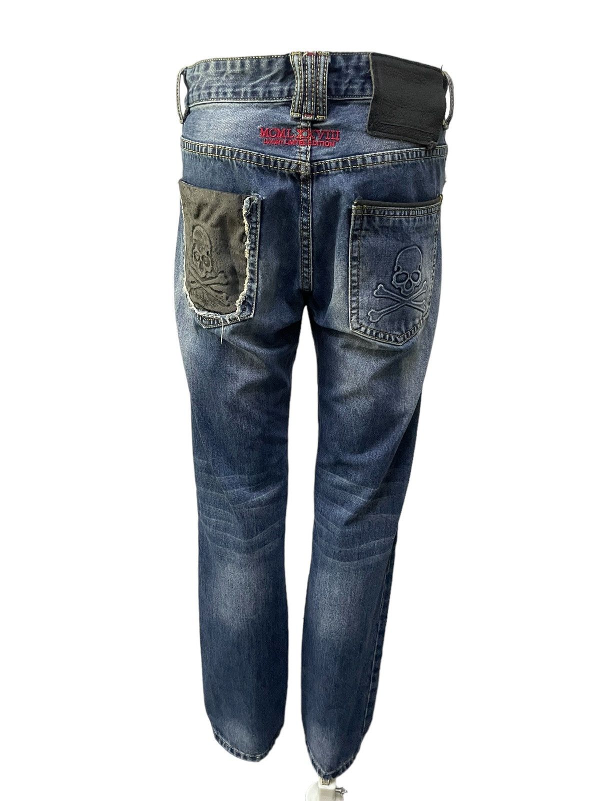 Hysteric Glamour × Philipp Plein Philip Plein Skull Embossed Crash Distressed Straight Jeans Size US 30 / EU 46 - 4 Thumbnail