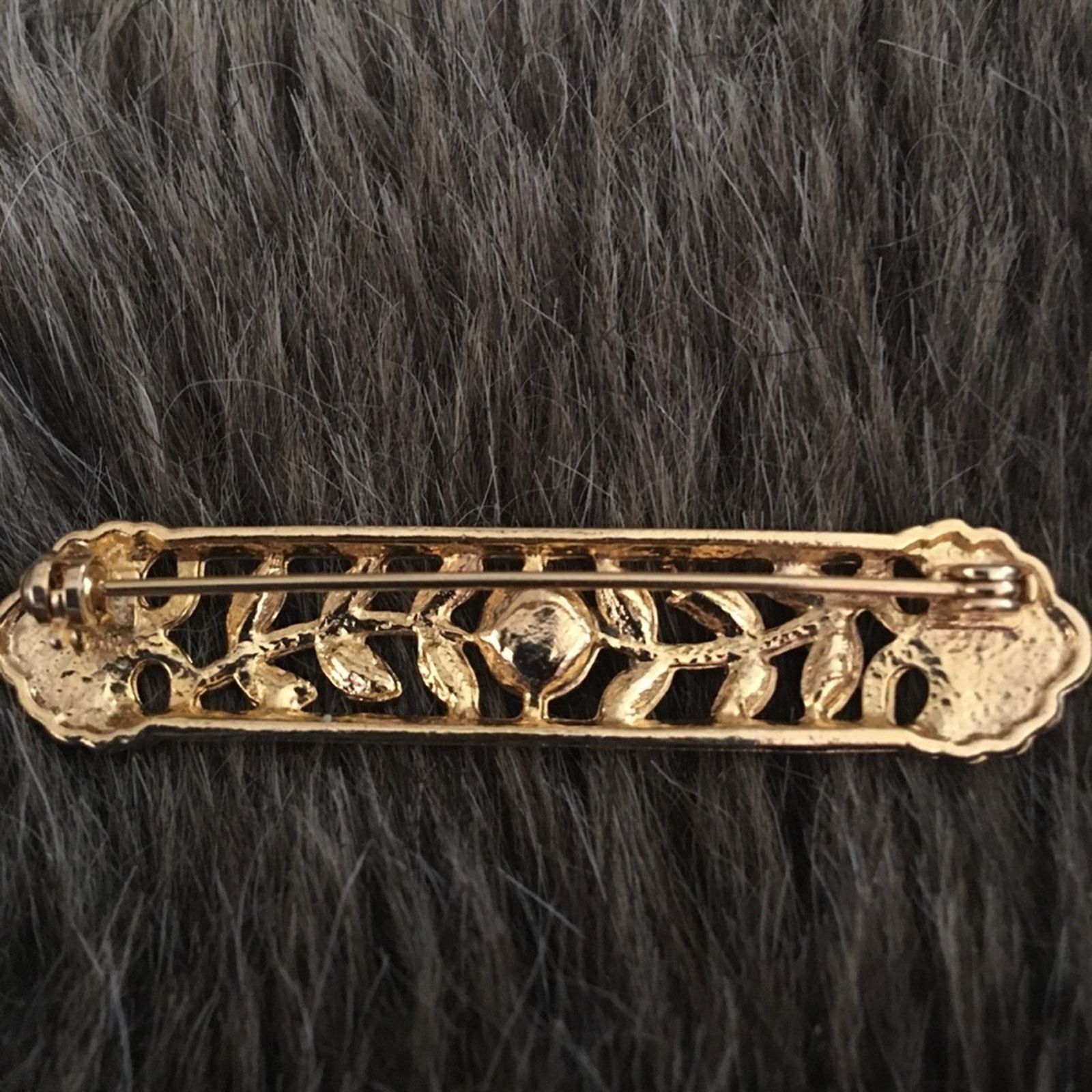 Vintage Vintage 80s gold rhinestone pearl collar pin Size ONE SIZE - 2 Thumbnail