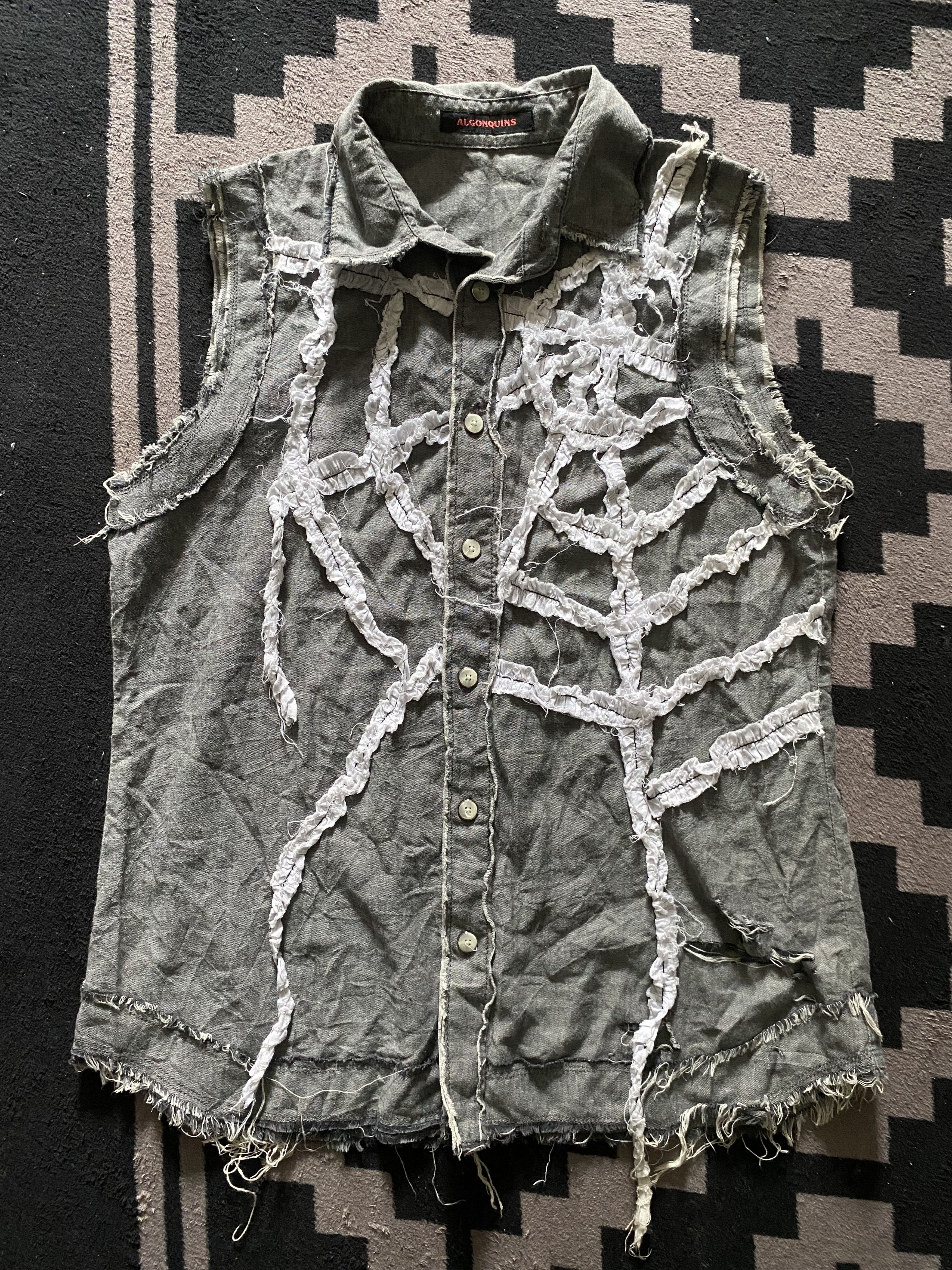 Japanese Brand algonquins patchwork spiderweb distressed button shirts Size US M / EU 48-50 / 2 - 1 Thumbnail